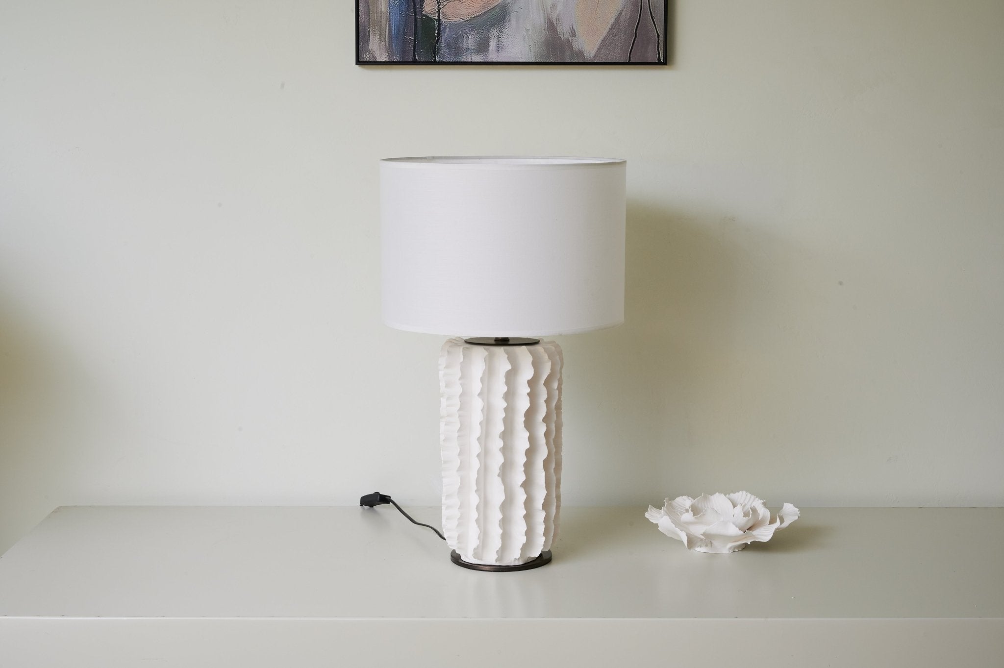 Evelyn Minimalist Ceramics Table Lamp-Neutral Decor