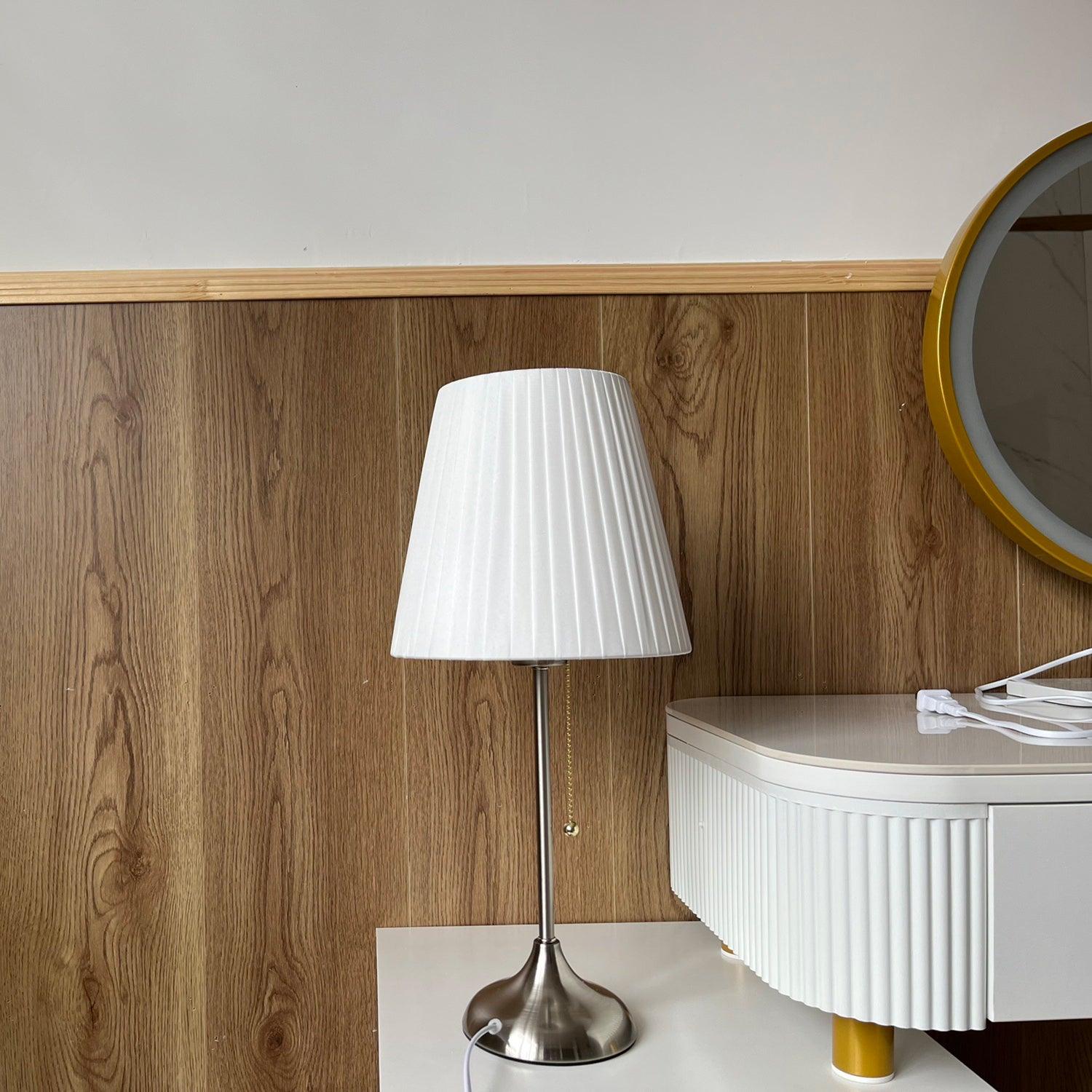 Simplicity Pleated Fabric Table Lamp-Neutral Decor