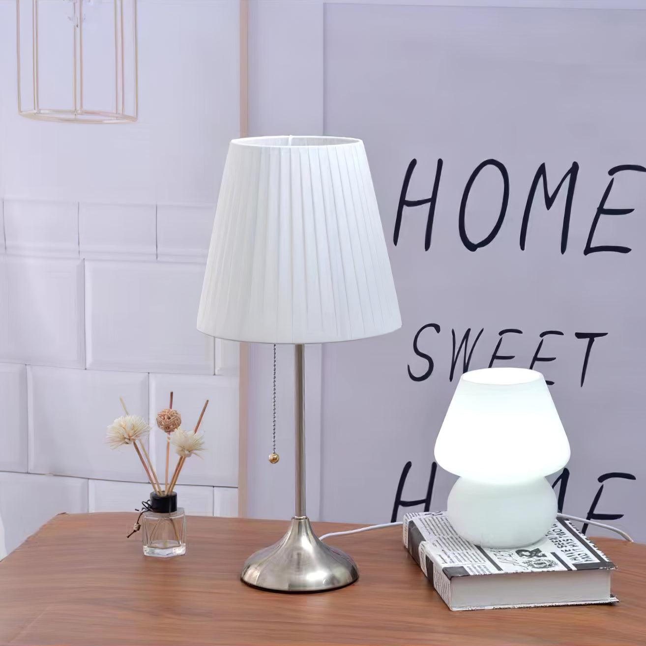 Simplicity Pleated Fabric Table Lamp-Neutral Decor