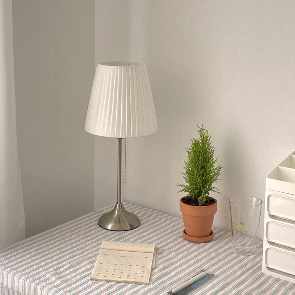 Simplicity Pleated Fabric Table Lamp-Neutral Decor