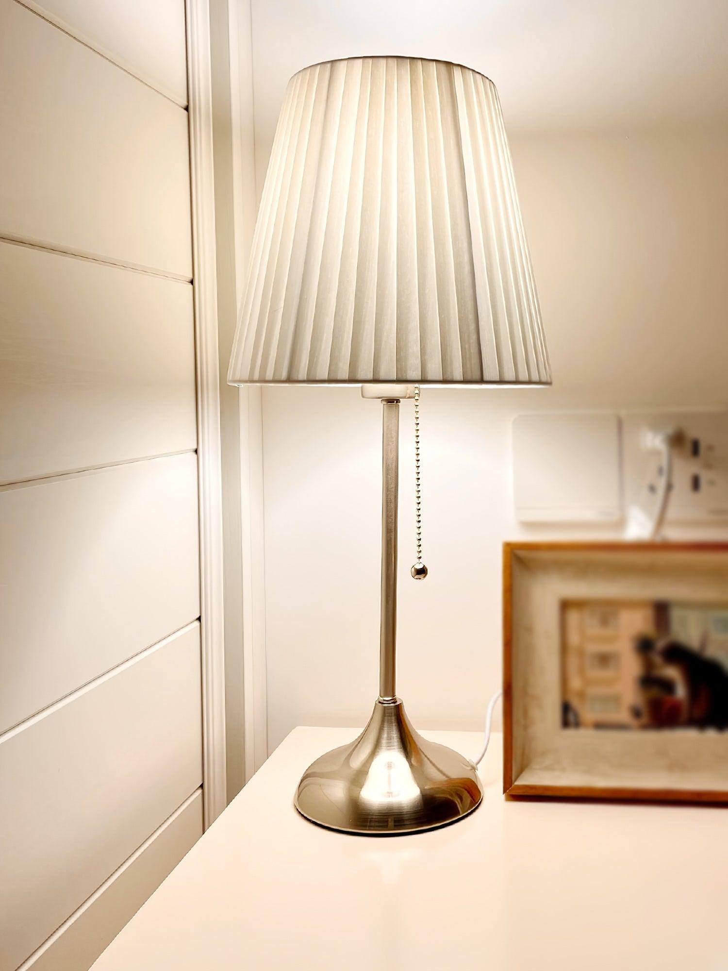 Simplicity Pleated Fabric Table Lamp-Neutral Decor