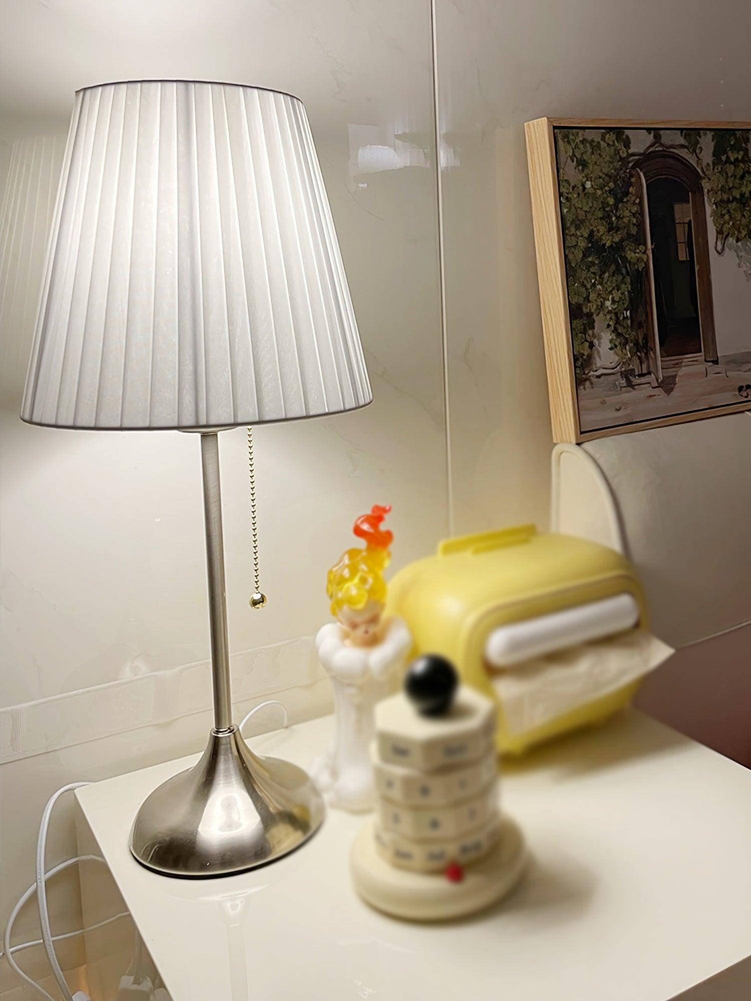 Simplicity Pleated Fabric Table Lamp-Neutral Decor