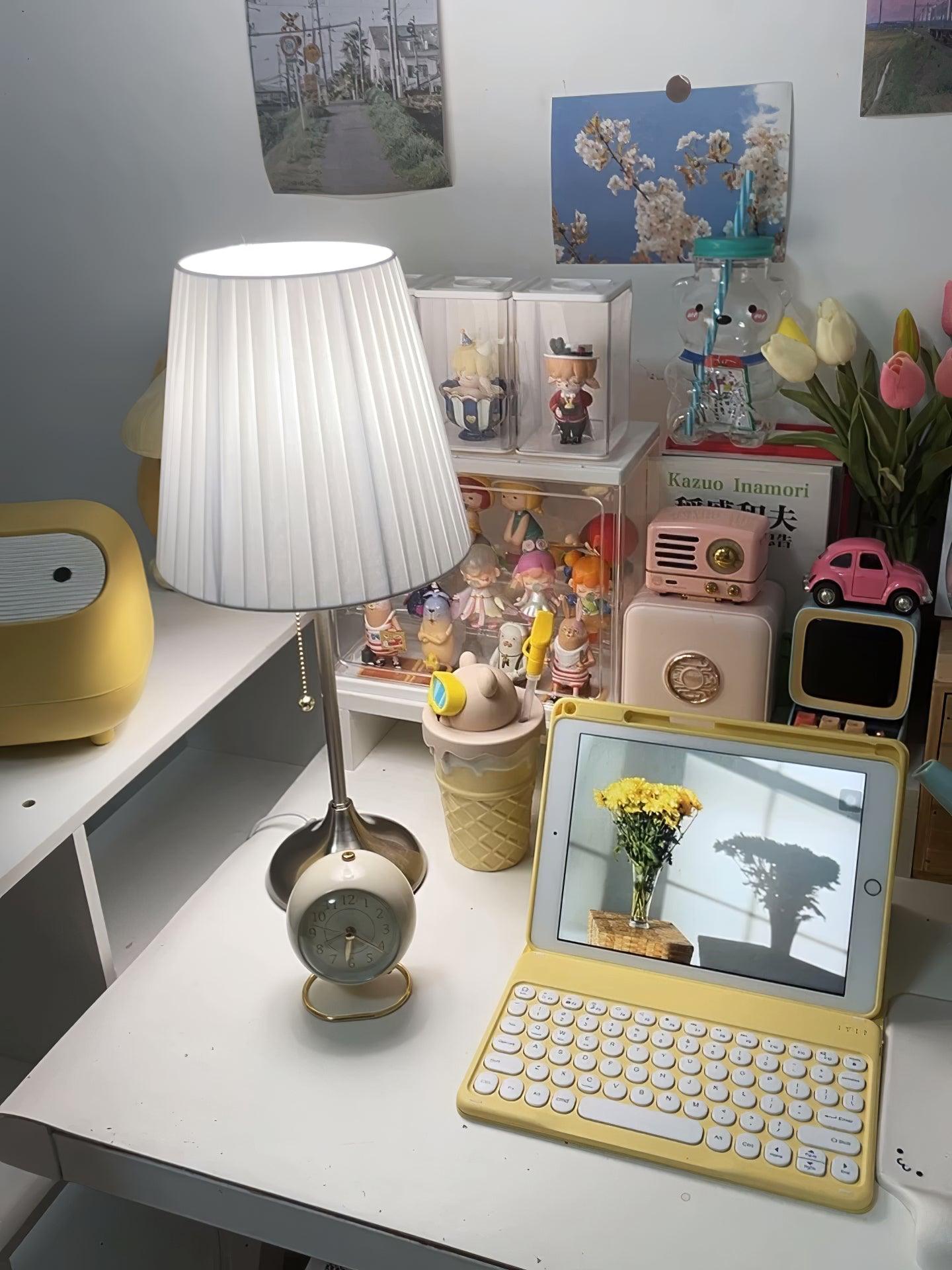 Simplicity Pleated Fabric Table Lamp-Neutral Decor