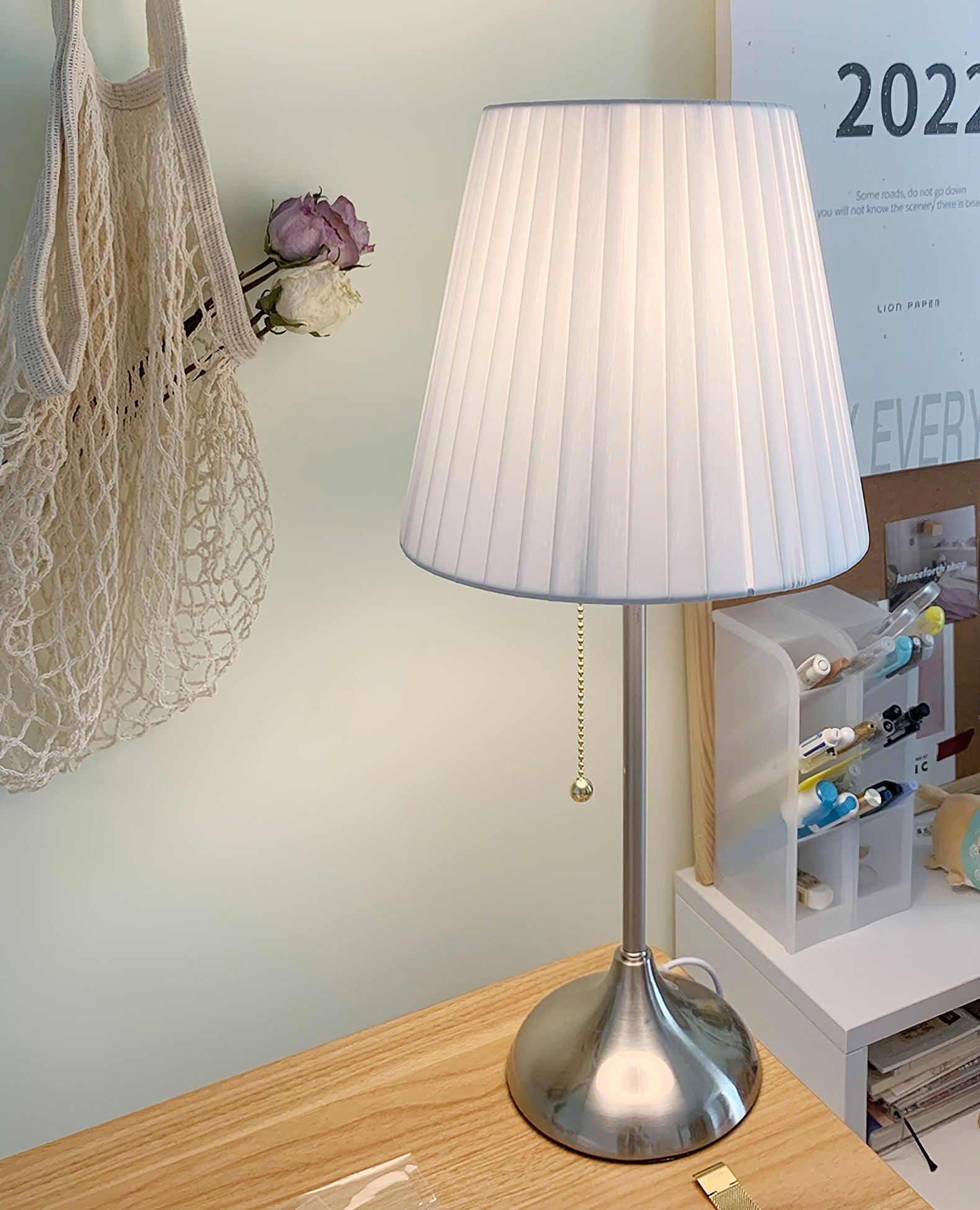 Simplicity Pleated Fabric Table Lamp-Neutral Decor