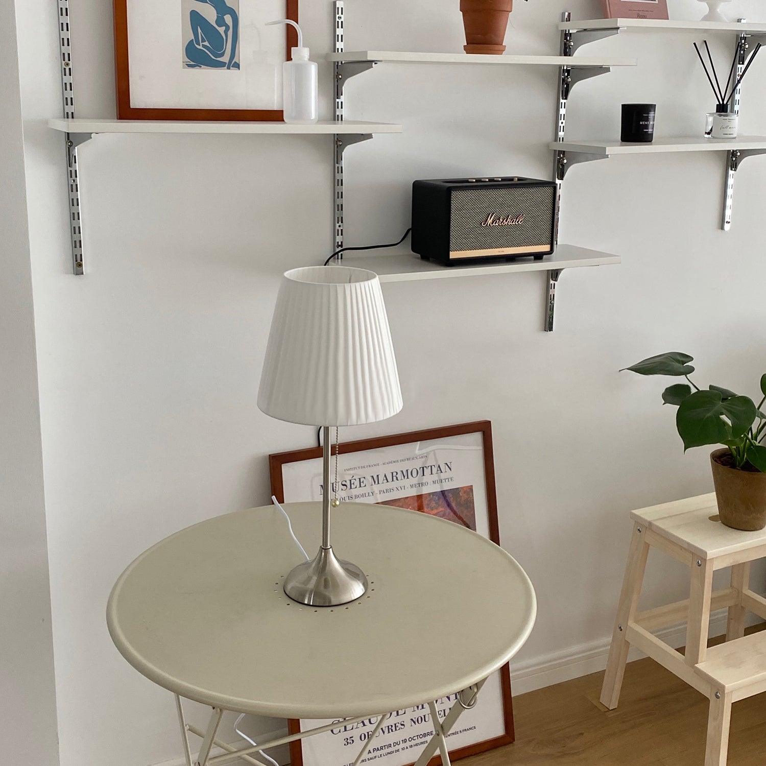 Simplicity Pleated Fabric Table Lamp-Neutral Decor