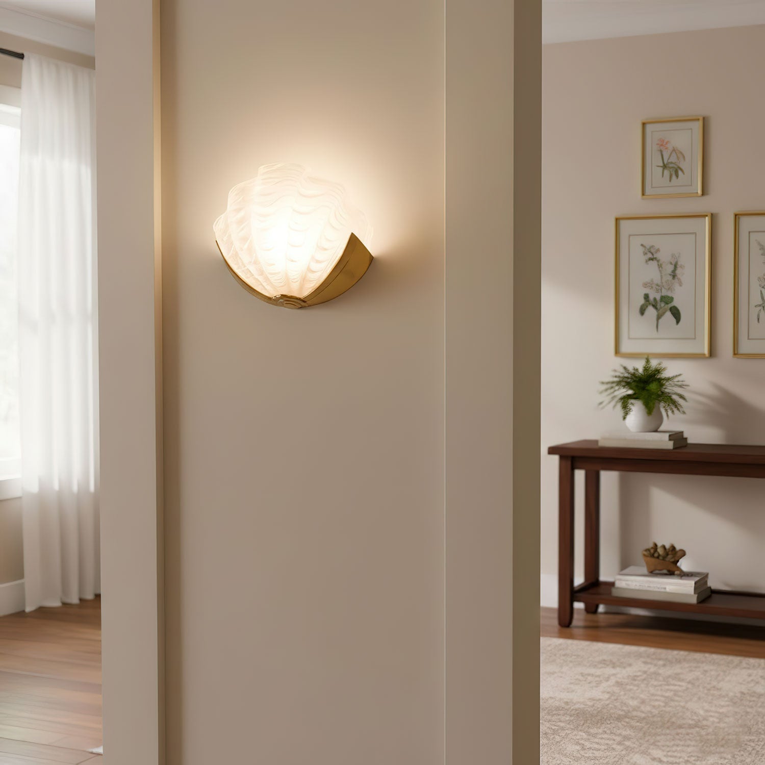 Nico Art Deco Glass Scallop Wall Light-Neutral Decor