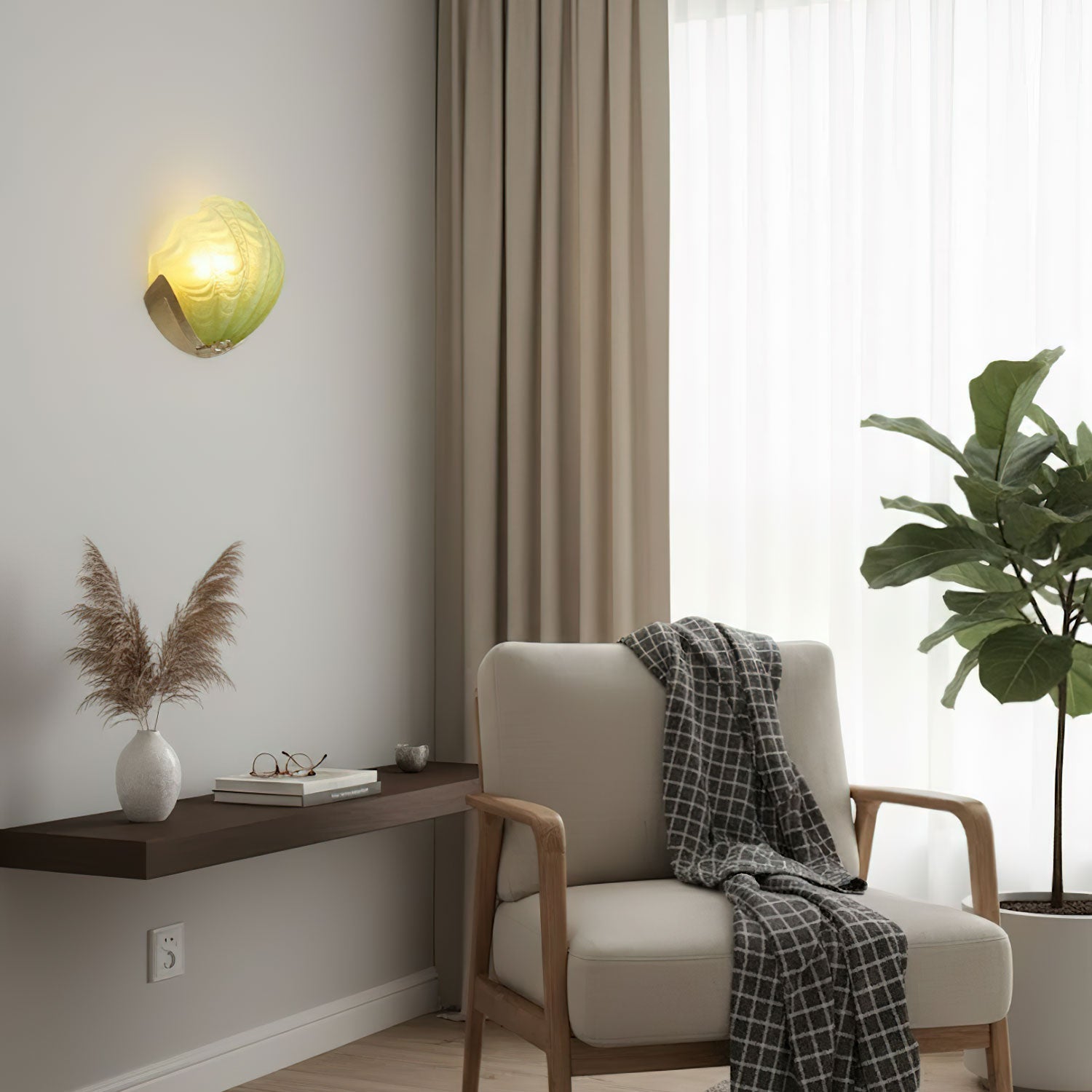 Nico Art Deco Glass Scallop Wall Light-Neutral Decor