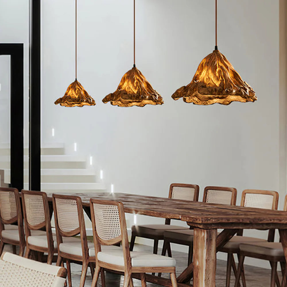 Ritta Art Lotus Leaf LED Pendant Light Resin Dining Room - Neutral Decor