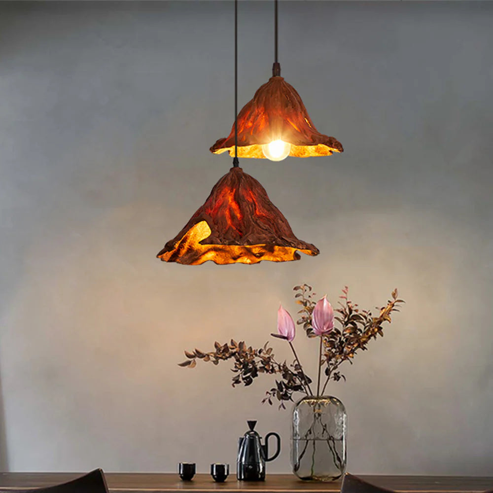 Ritta Art Lotus Leaf LED Pendant Light Resin Dining Room - Neutral Decor