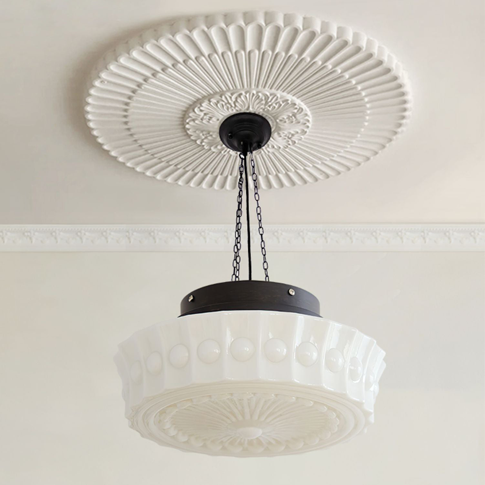 Valentina Vintage French Country Dome Pendant Light, White/Beige - Neutral Decor