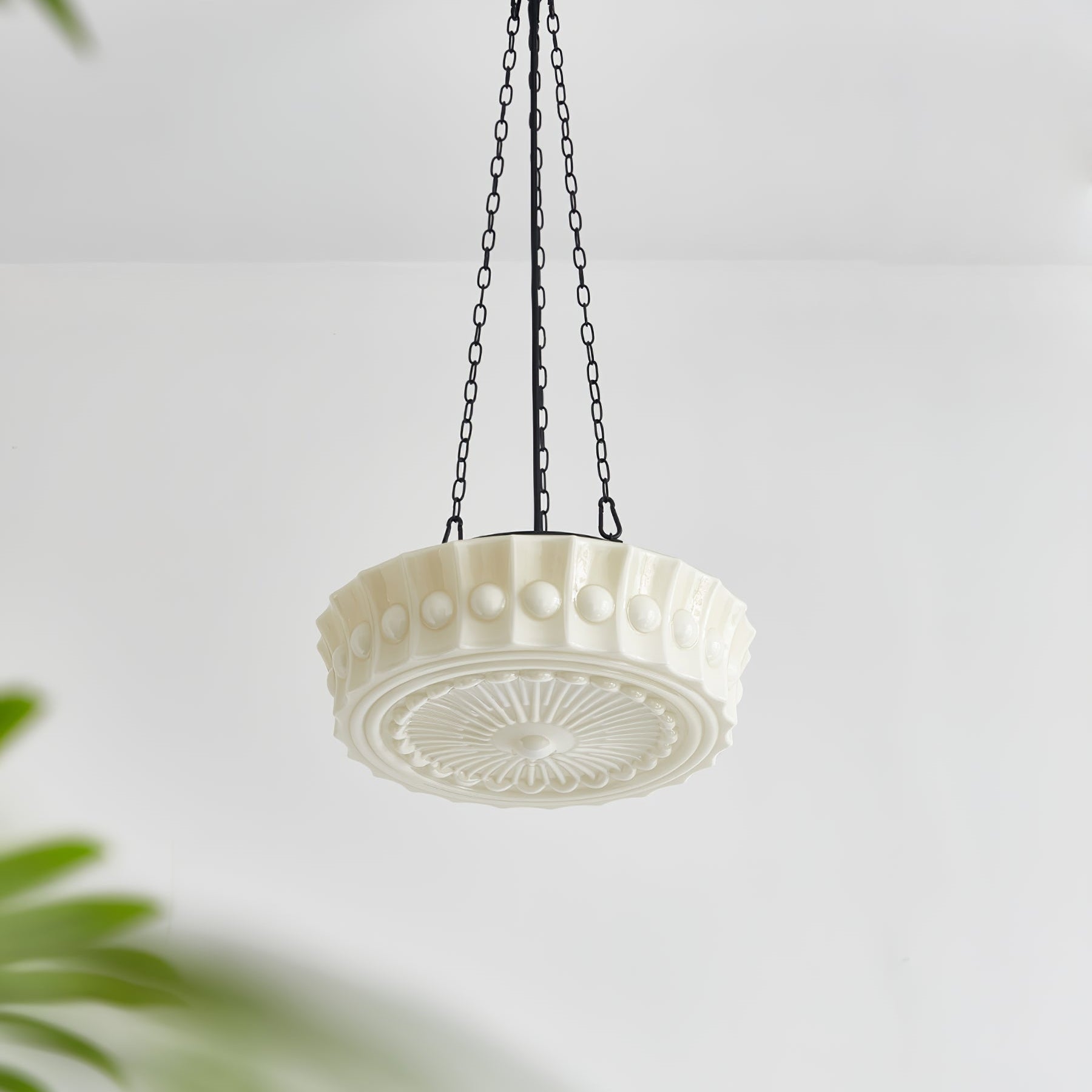 Valentina Vintage French Country Dome Pendant Light, White/Beige - Neutral Decor