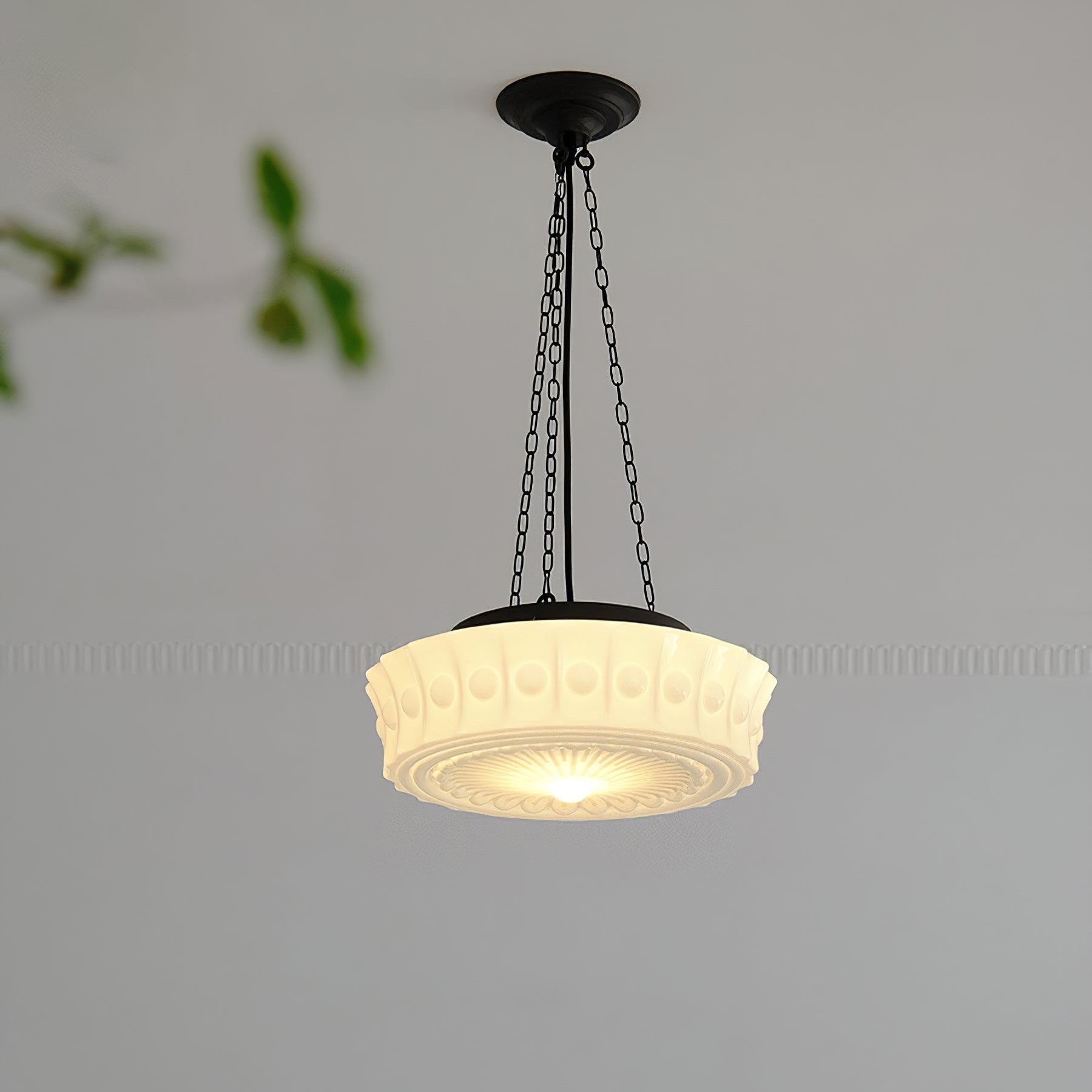 Valentina Vintage French Country Dome Pendant Light, White/Beige - Neutral Decor