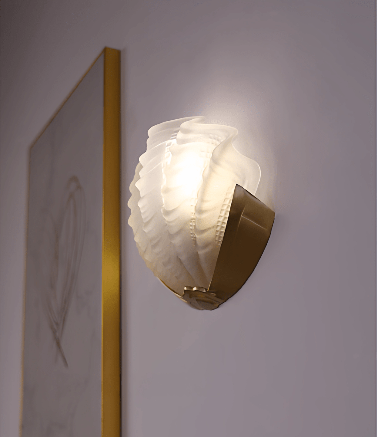 Nico Art Deco Glass Scallop Wall Light-Neutral Decor