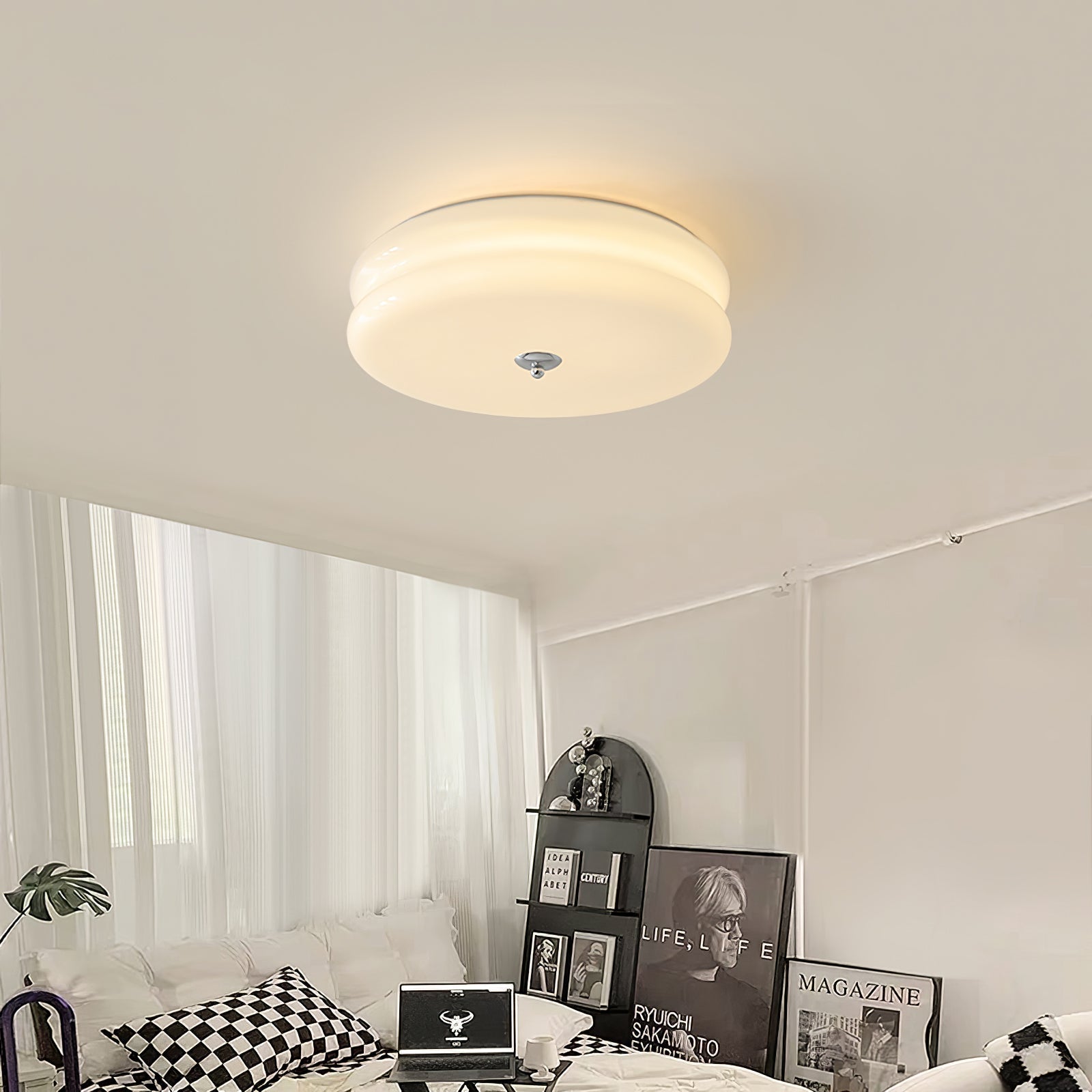 Lustra Ceiling Light Art Deco Vintage Glass-Neutral Decor