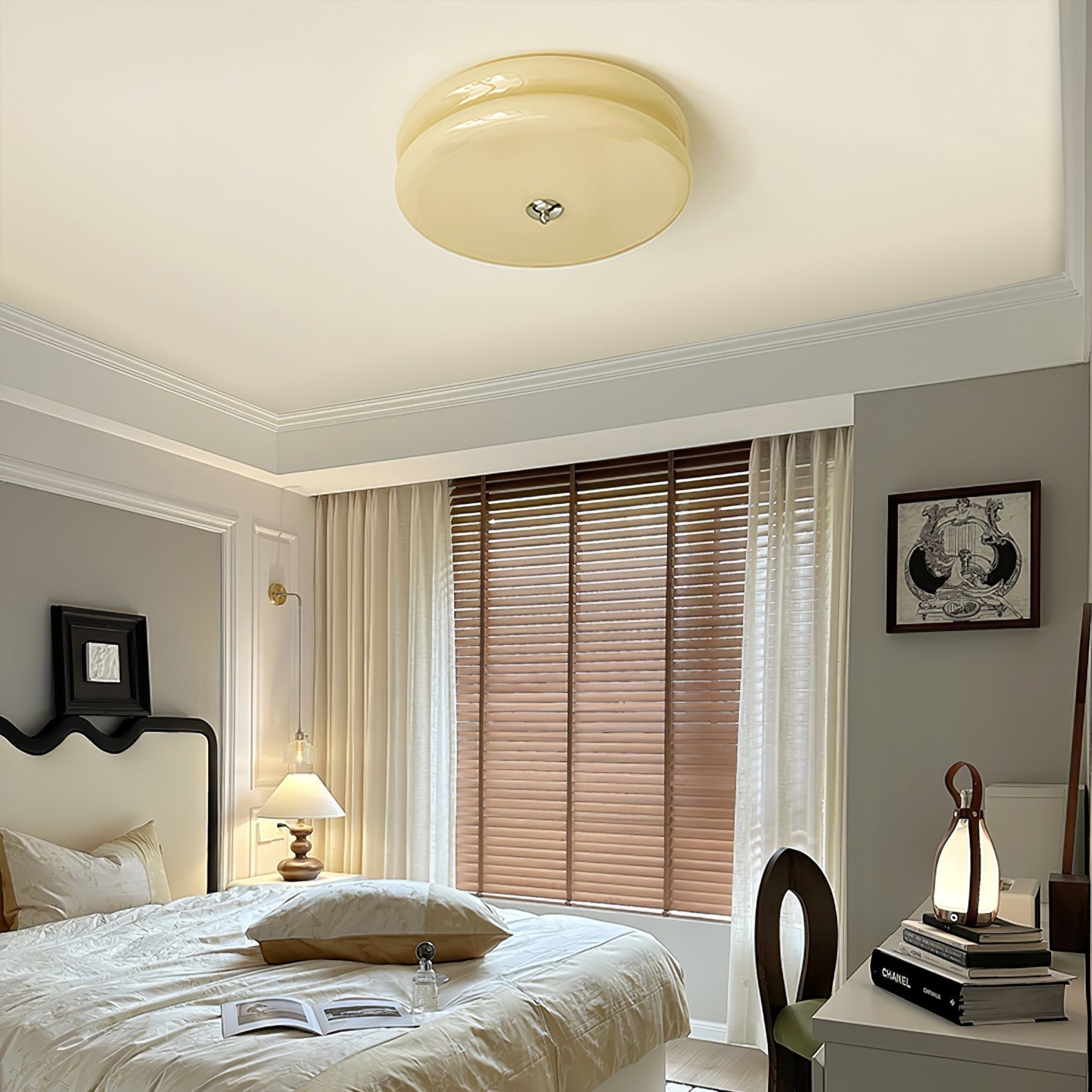 Lustra Ceiling Light Art Deco Vintage Glass-Neutral Decor