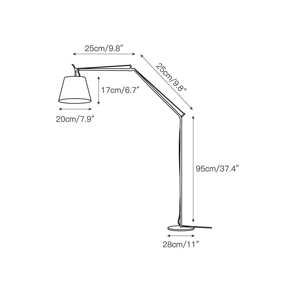 Side view of the silver aluminum Costanza Floor Lamp.
