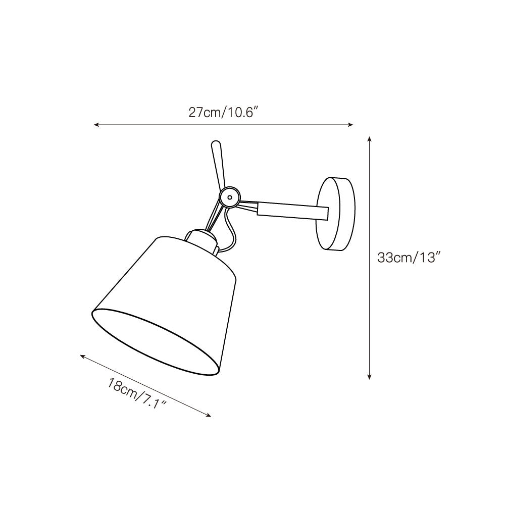 Detail of the articulated joint on the aluminum arm of the wall lamp.