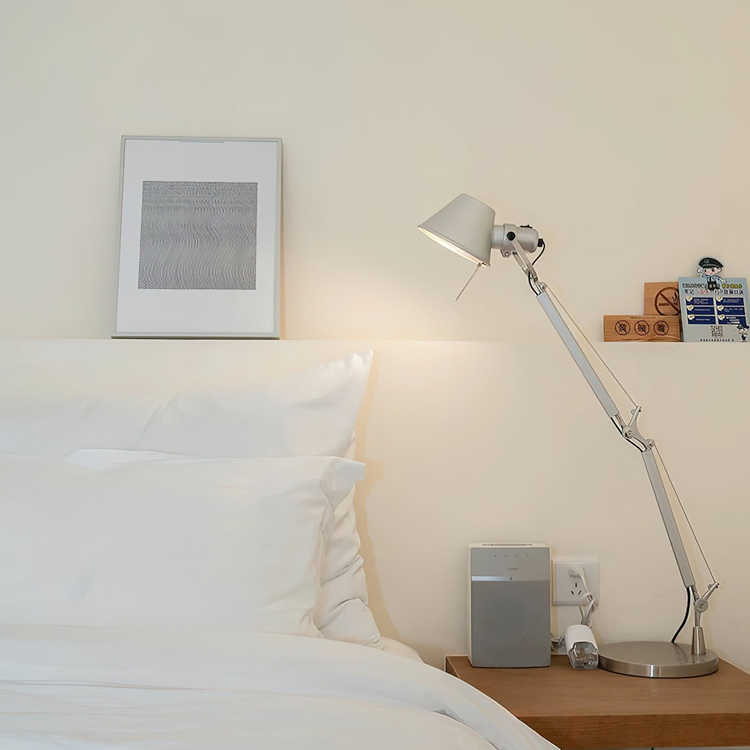 The floor-scale lamp providing task lighting in a workshop.
