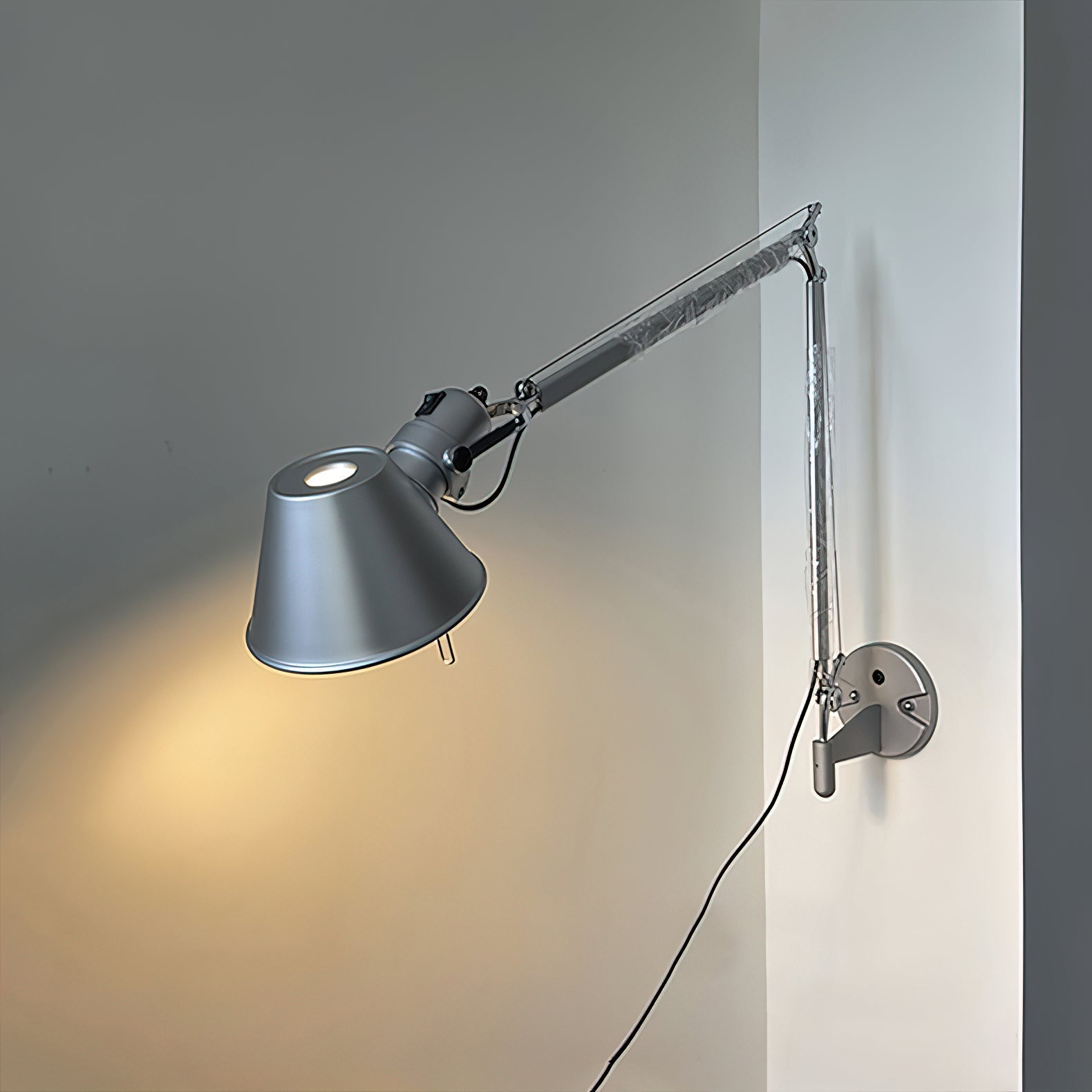 Top-down view of the Brady Rocker Arm Sconce.