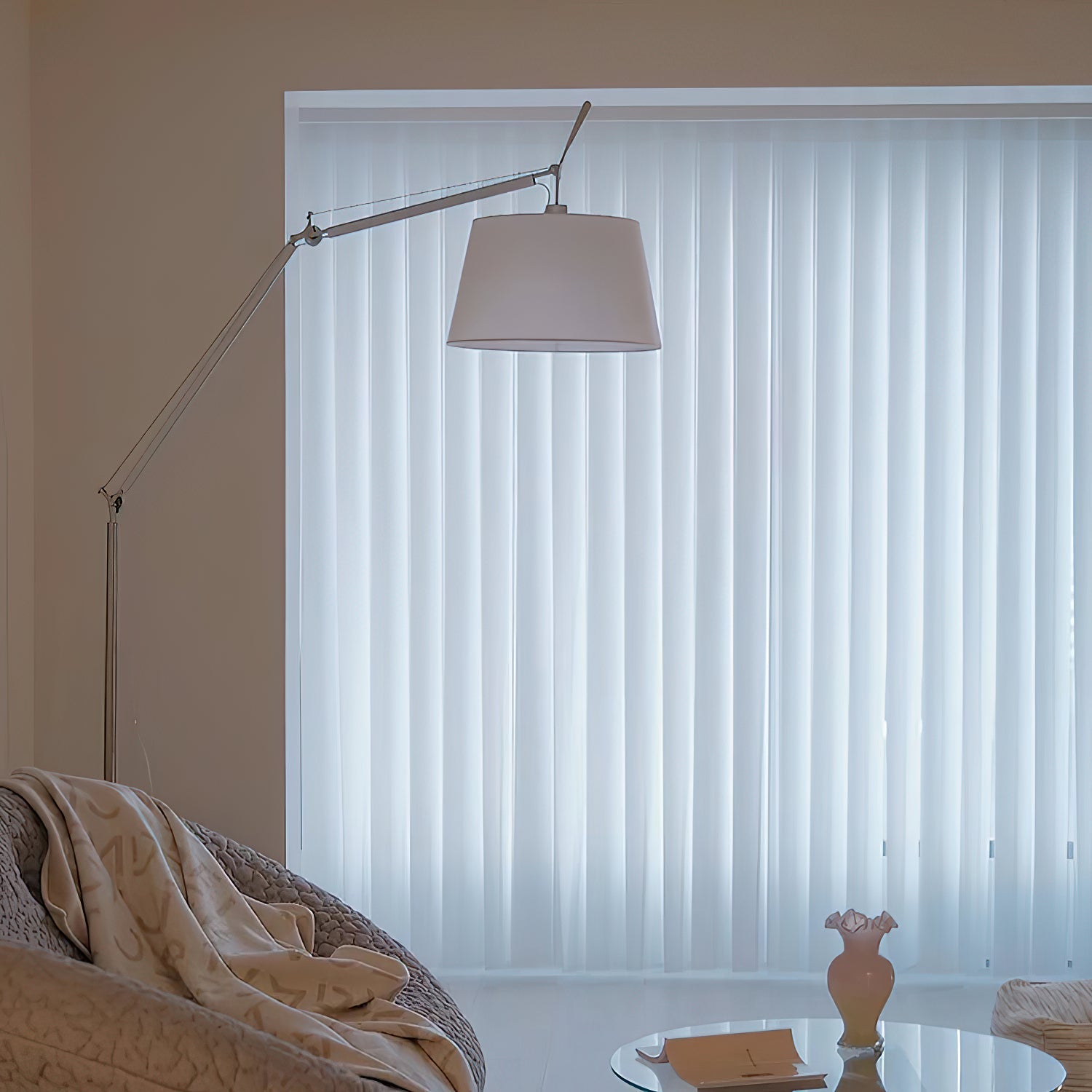 Costanza Floor Lamp in beige finish.