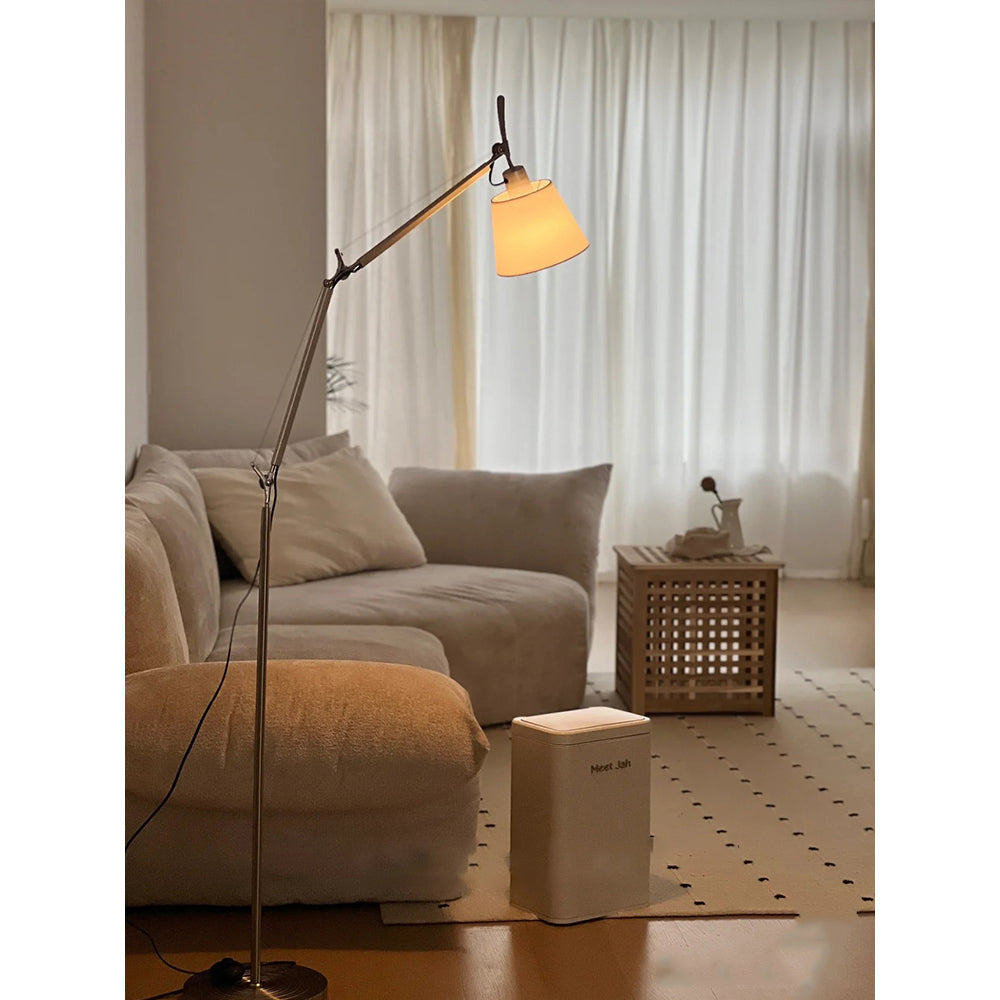 View of the lamp from a low angle, emphasizing its height.