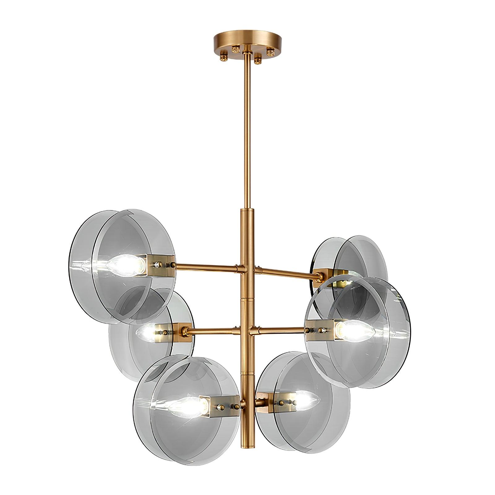 Aurora Chandelier Smoke Glass Round Layered-Neutral Decor