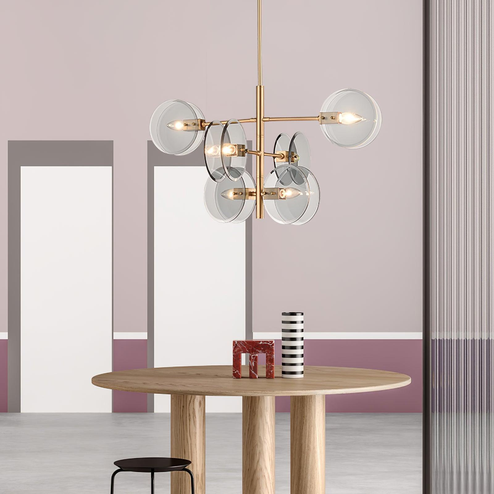 Aurora Chandelier Smoke Glass Round Layered-Neutral Decor