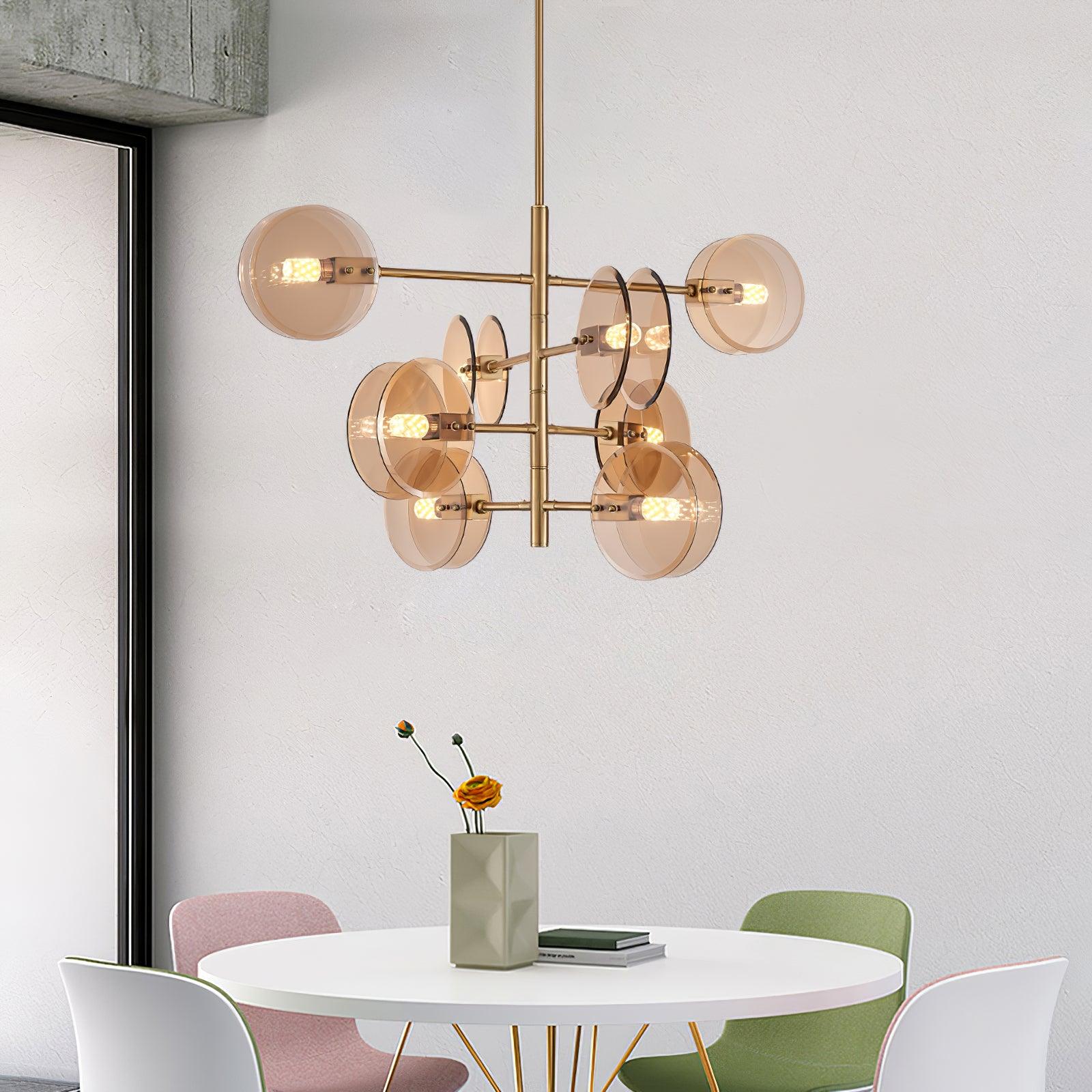 Aurora Chandelier Smoke Glass Round Layered-Neutral Decor