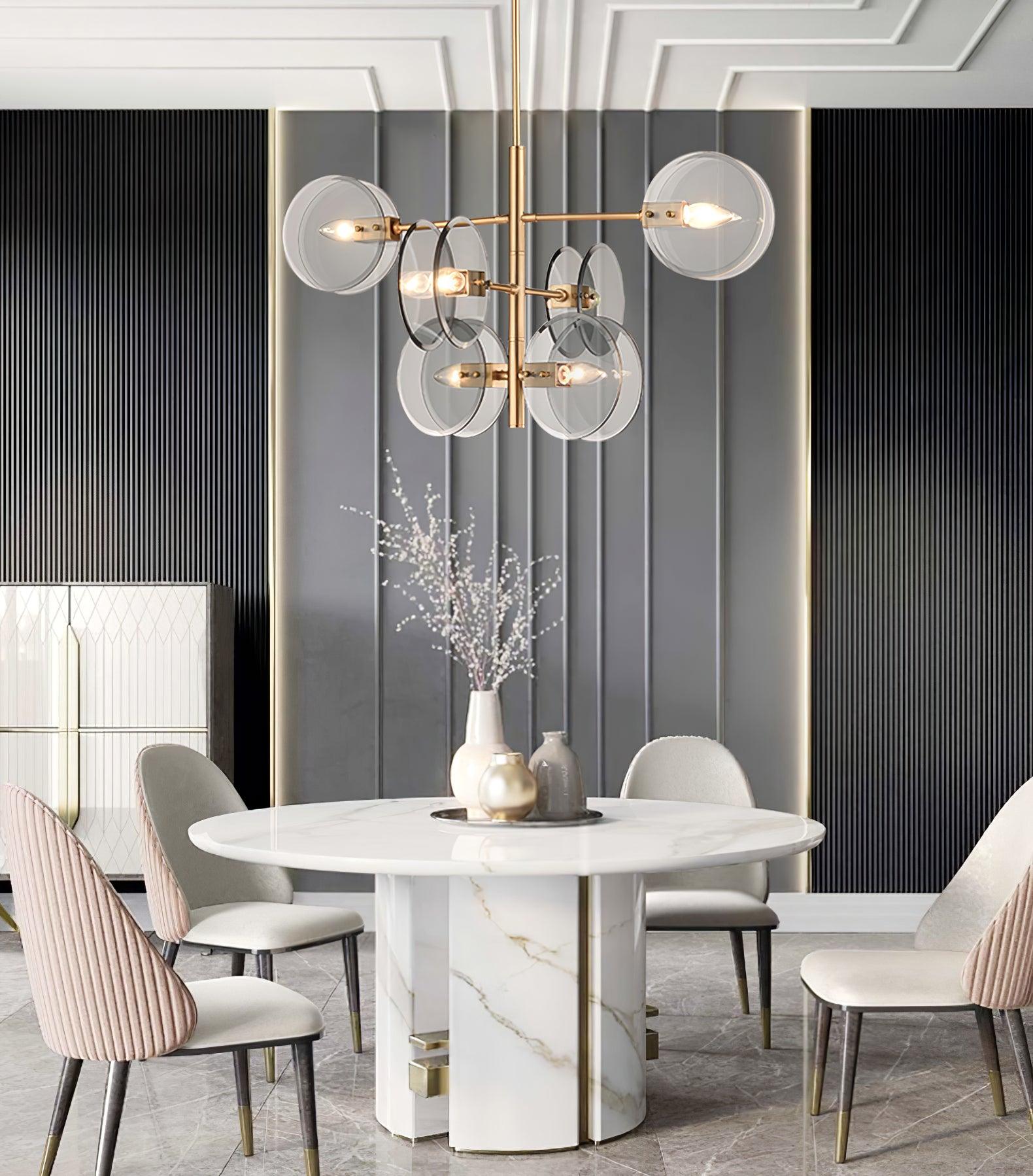 Aurora Chandelier Smoke Glass Round Layered-Neutral Decor