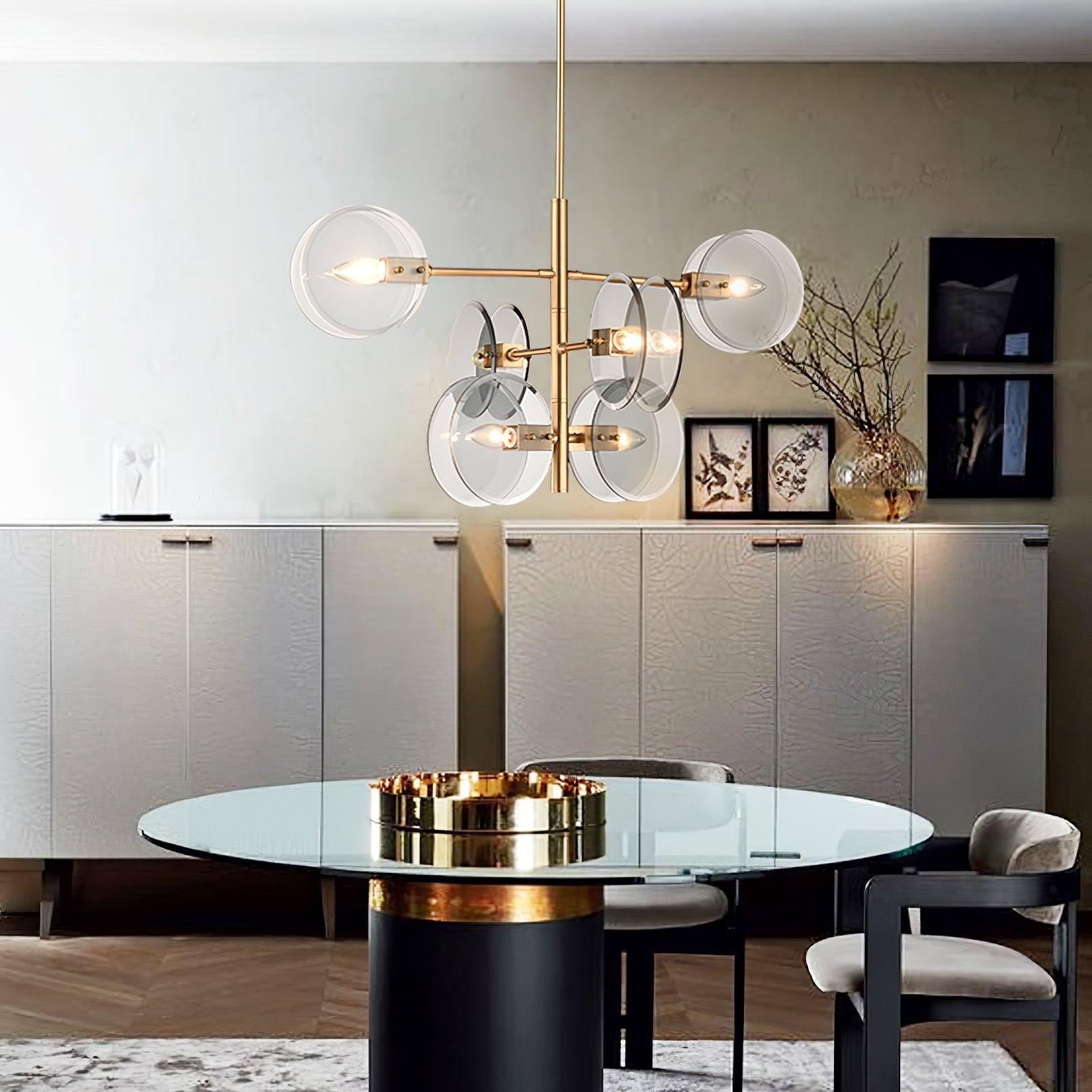 Aurora Chandelier Smoke Glass Round Layered-Neutral Decor