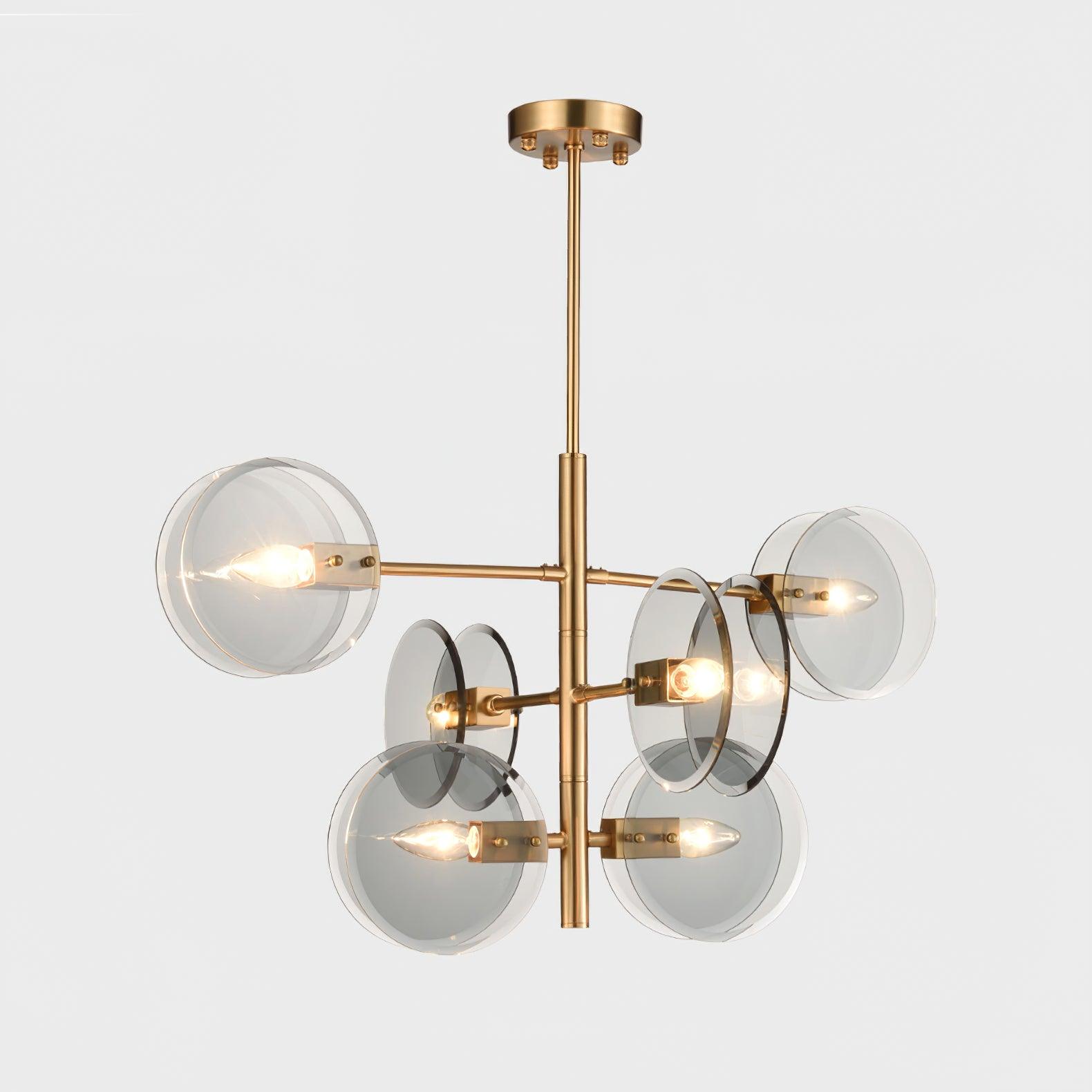 Aurora Chandelier Smoke Glass Round Layered-Neutral Decor