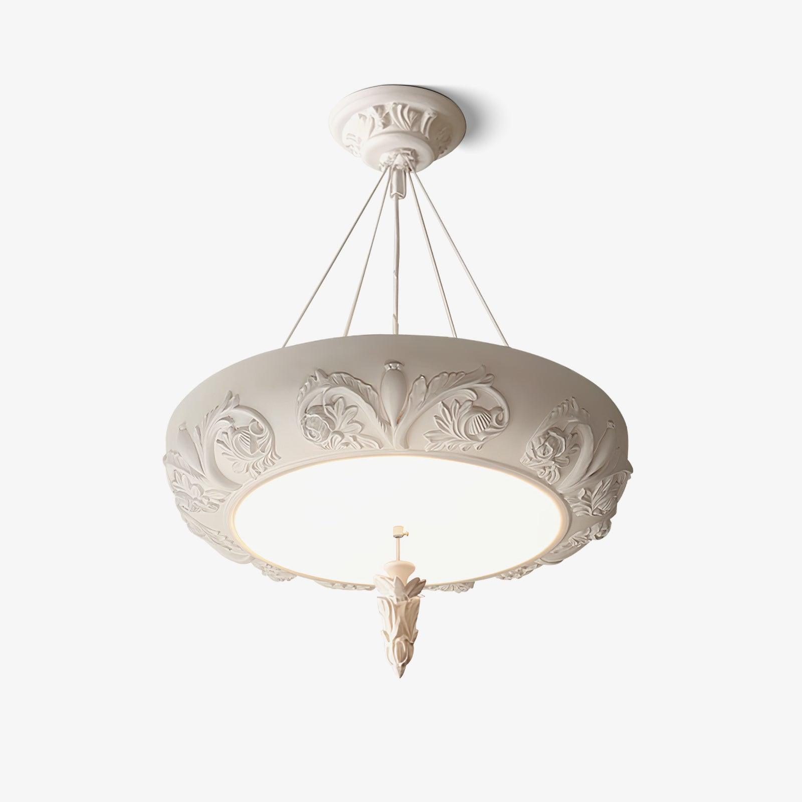 Rococo Plaster Pendant Chandelier-Neutral Decor