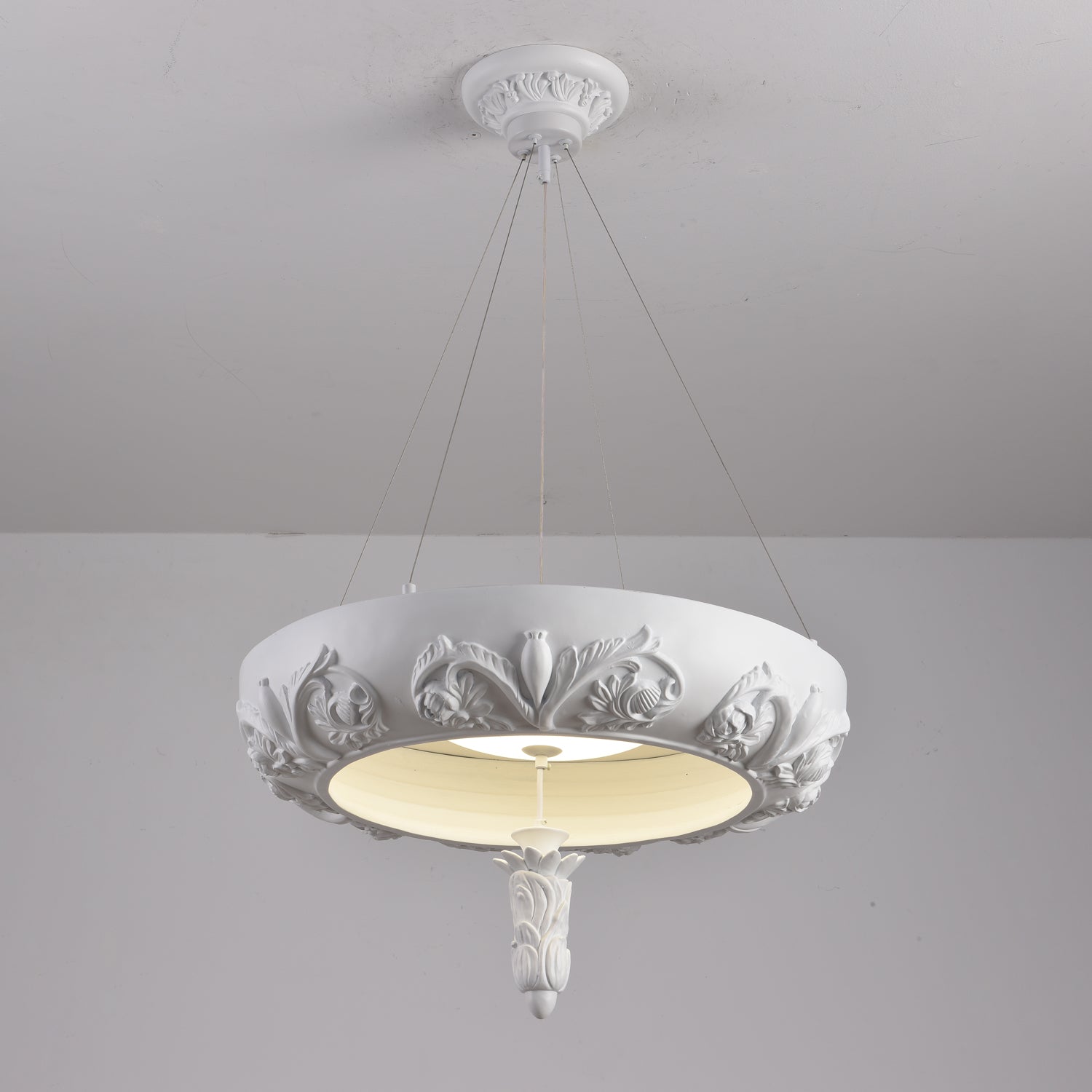 Rococo Plaster Pendant Chandelier-Neutral Decor