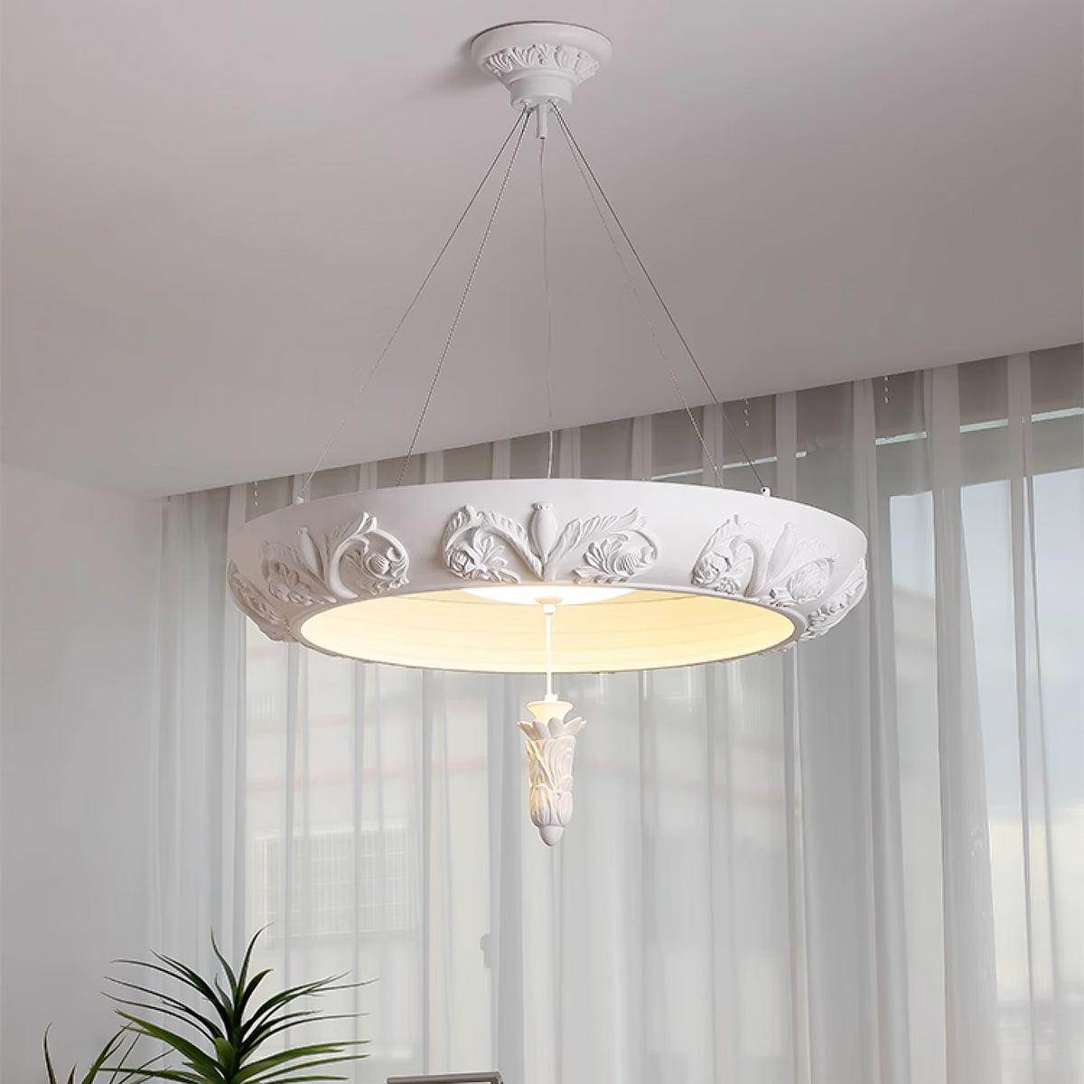 Rococo Plaster Pendant Chandelier-Neutral Decor
