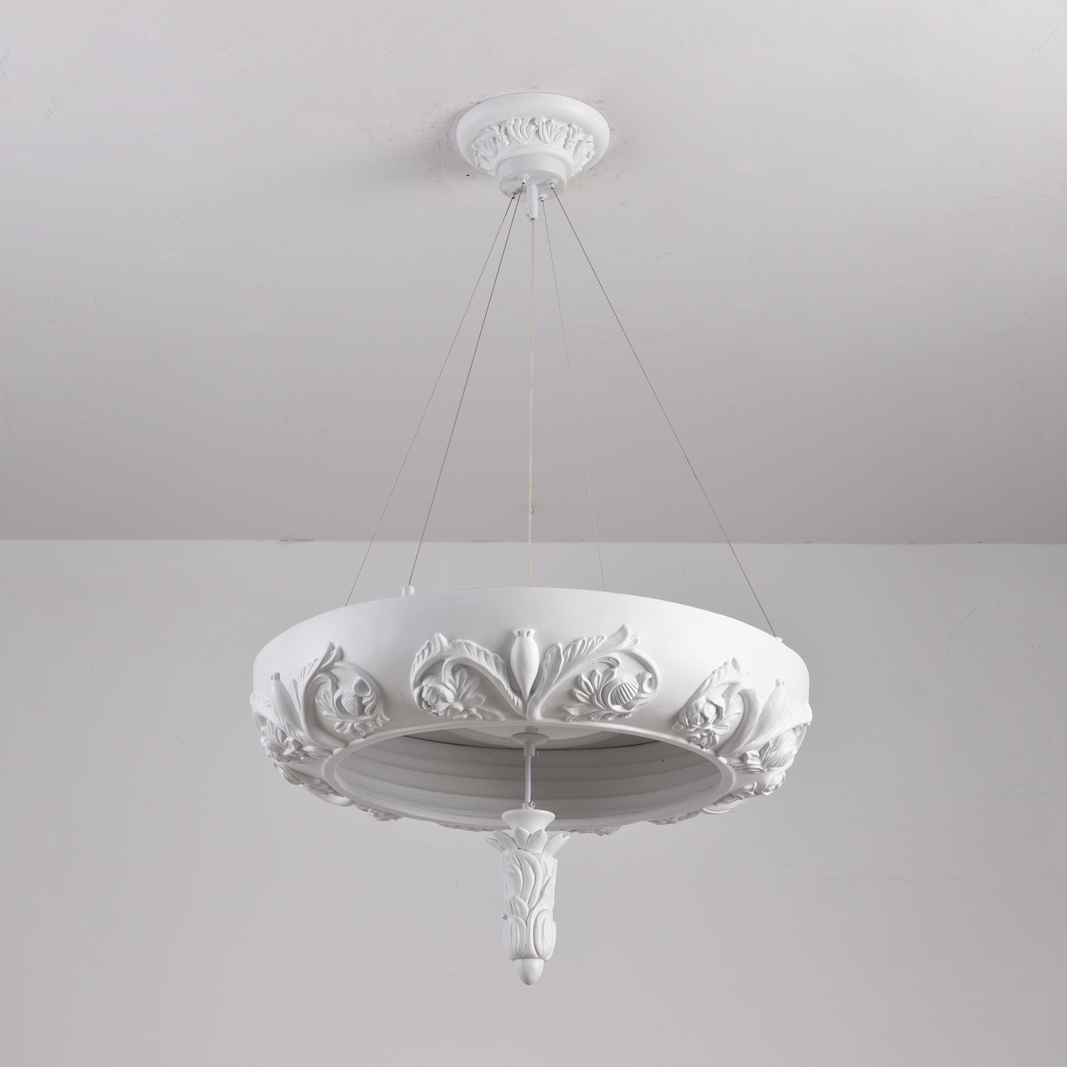 Rococo Plaster Pendant Chandelier-Neutral Decor