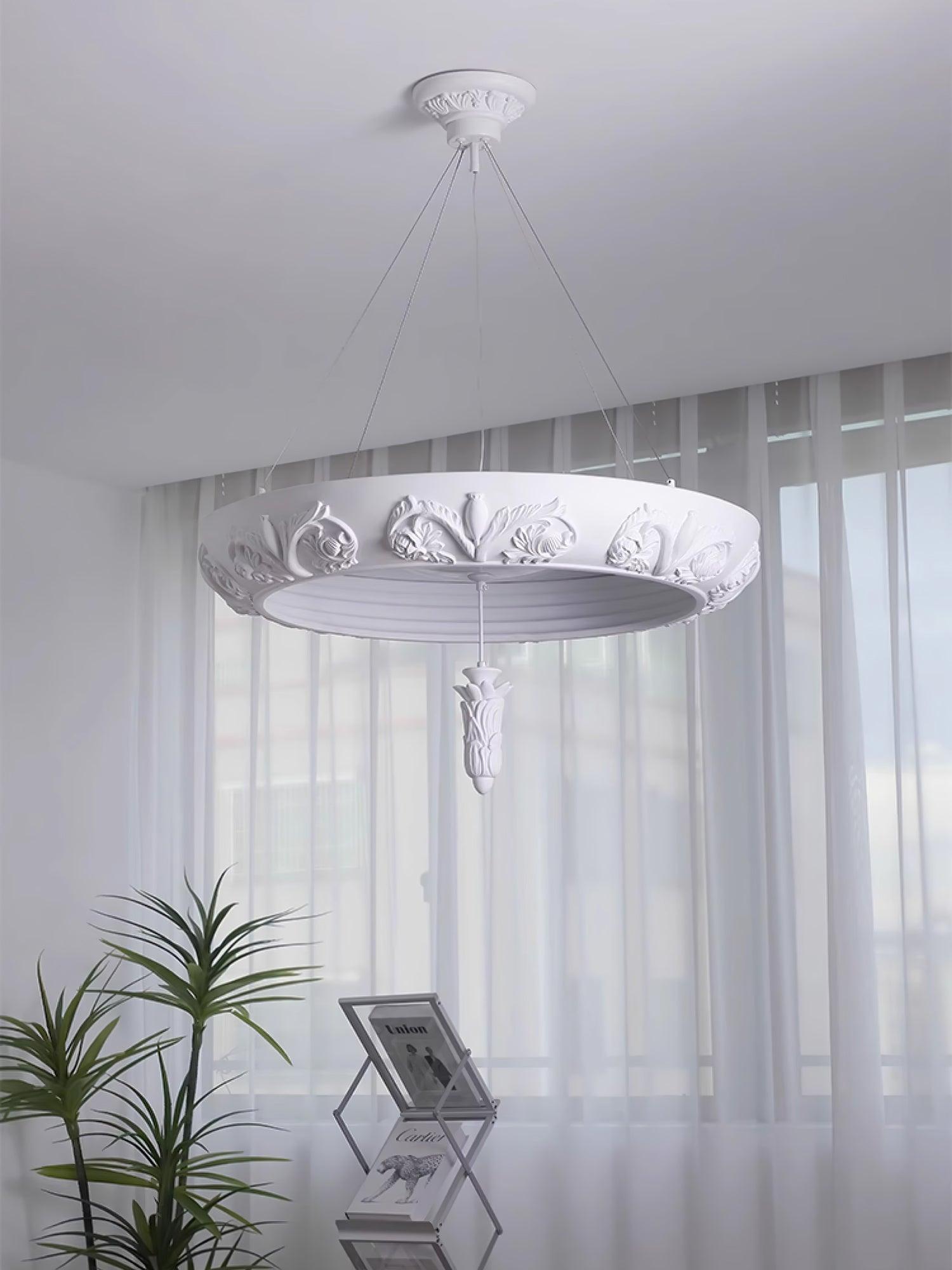 Rococo Plaster Pendant Chandelier-Neutral Decor