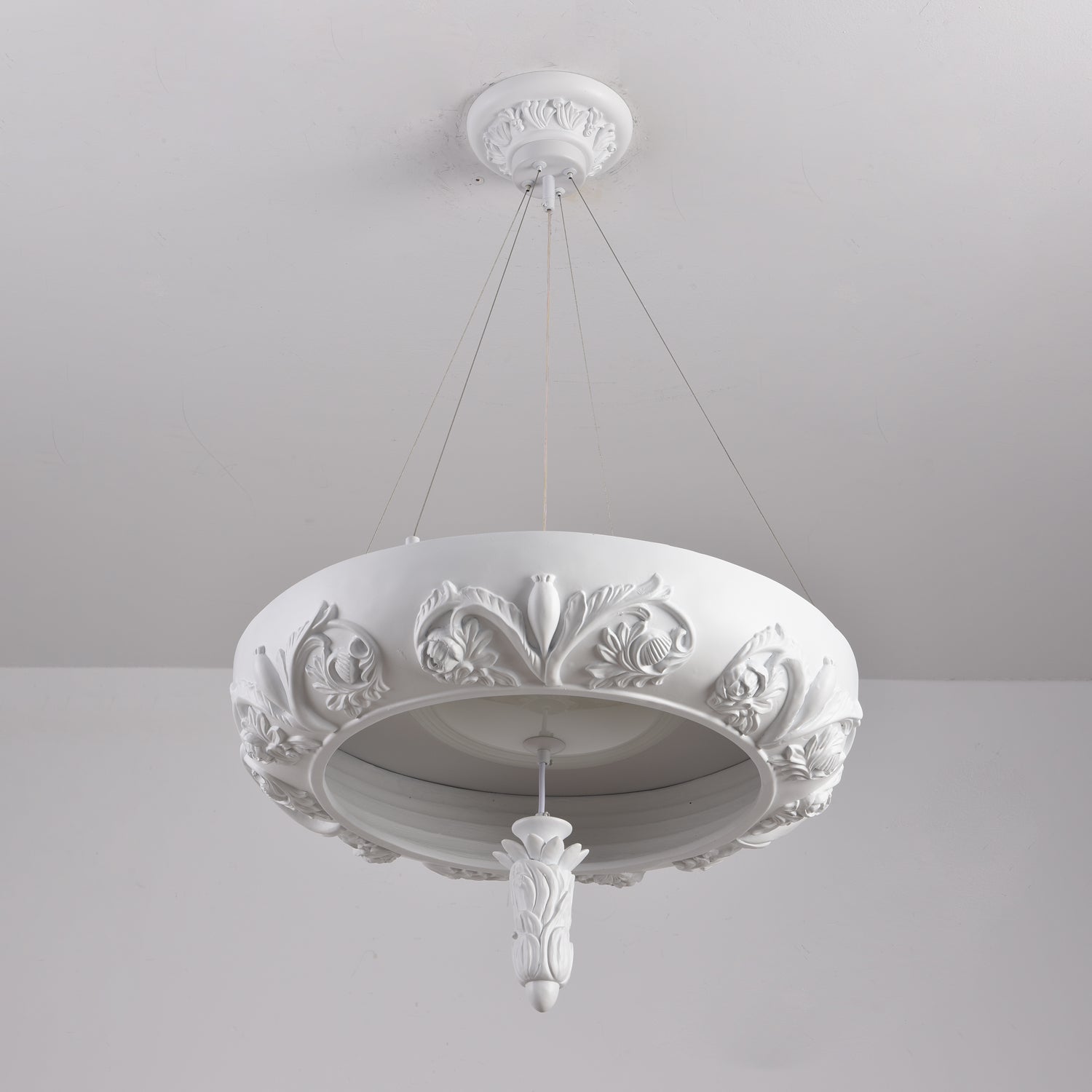 Rococo Plaster Pendant Chandelier-Neutral Decor