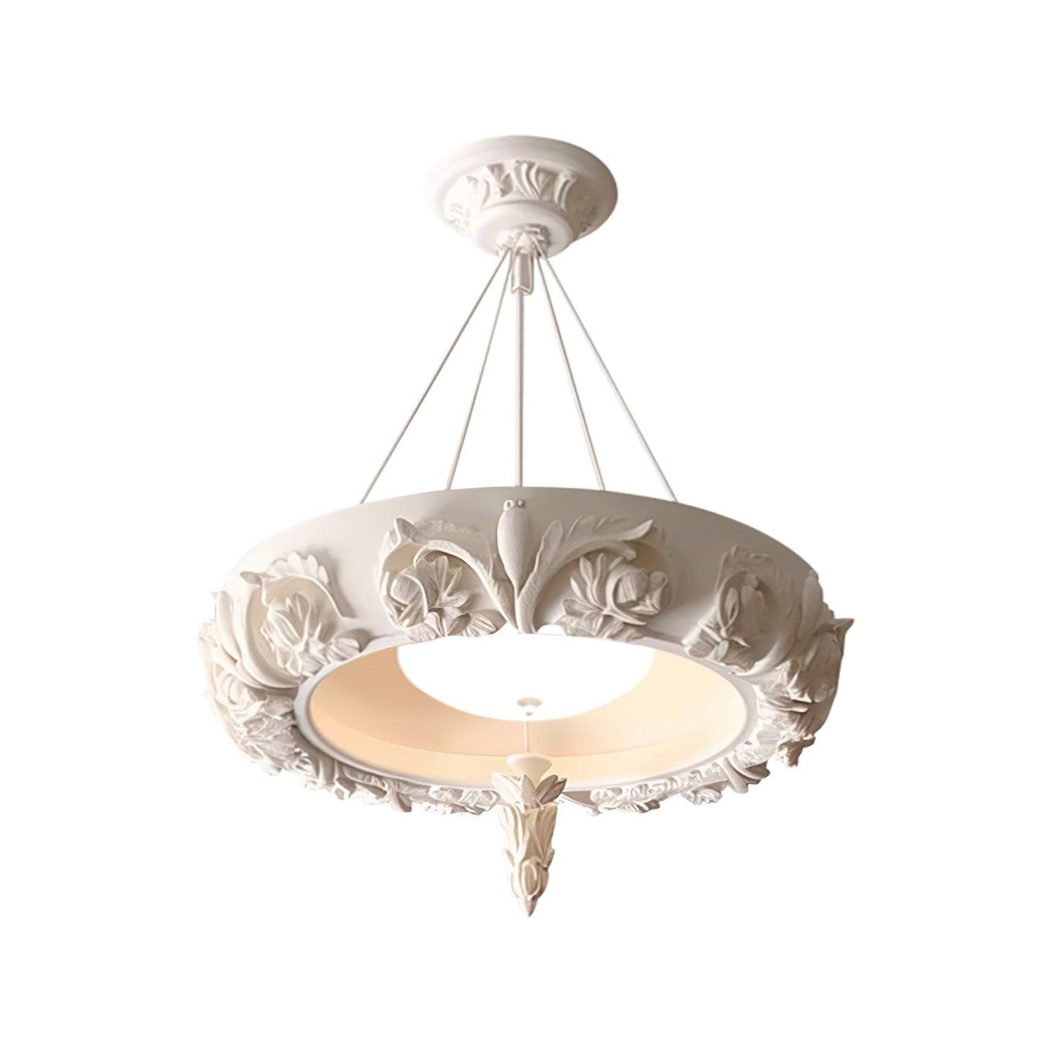 Rococo Plaster Pendant Chandelier-Neutral Decor