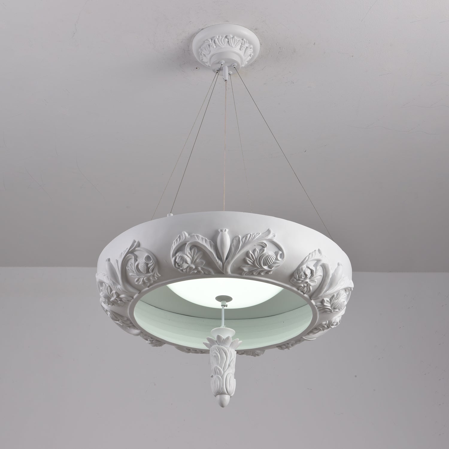 Rococo Plaster Pendant Chandelier-Neutral Decor