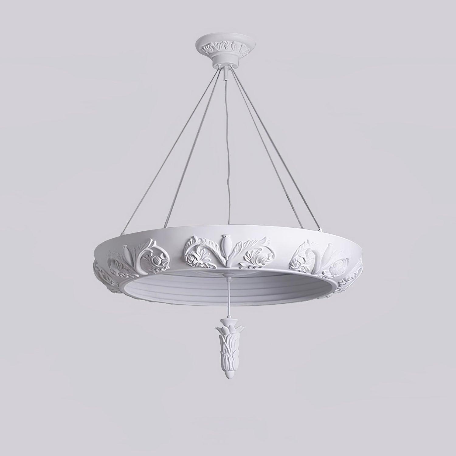 Rococo Plaster Pendant Chandelier-Neutral Decor