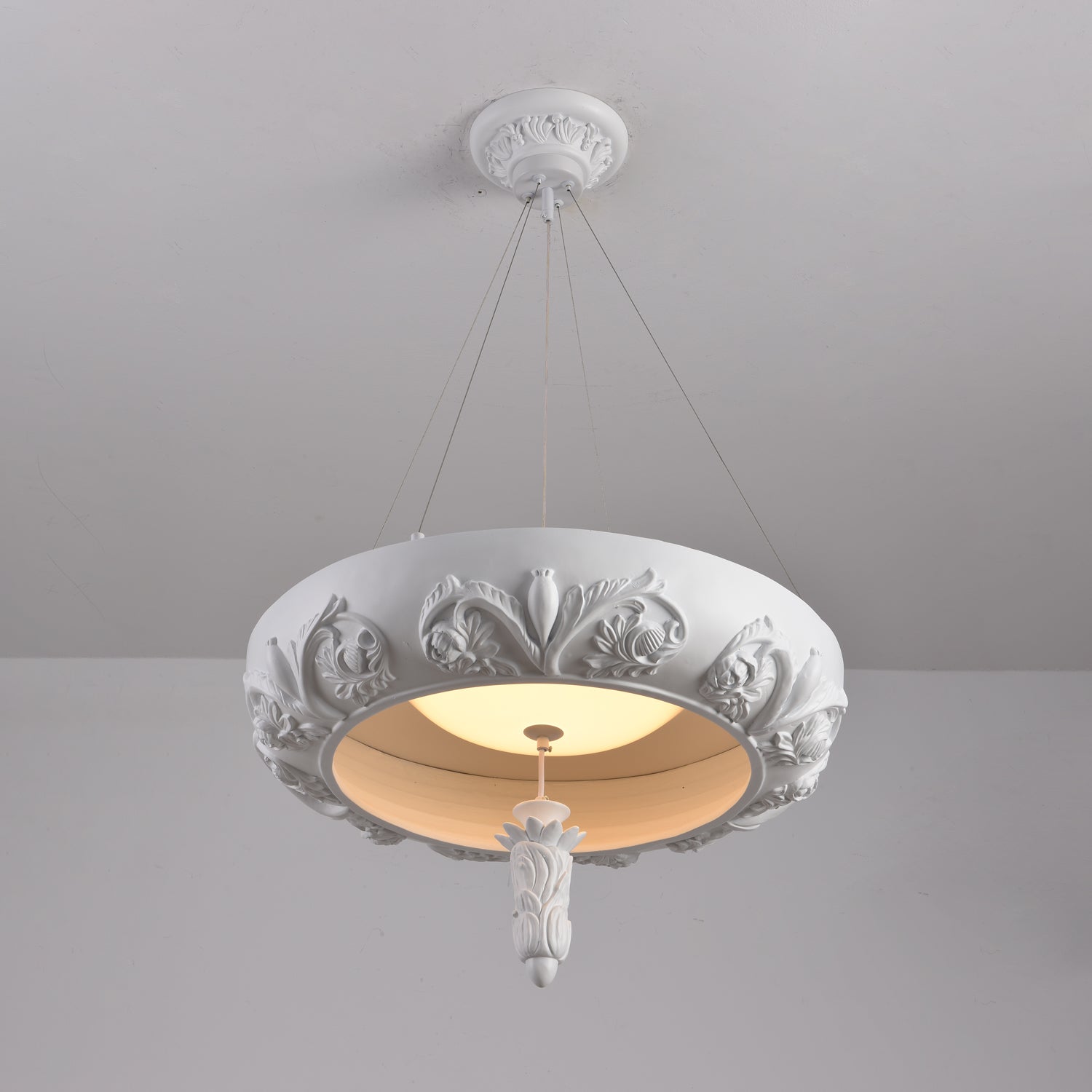Rococo Plaster Pendant Chandelier-Neutral Decor