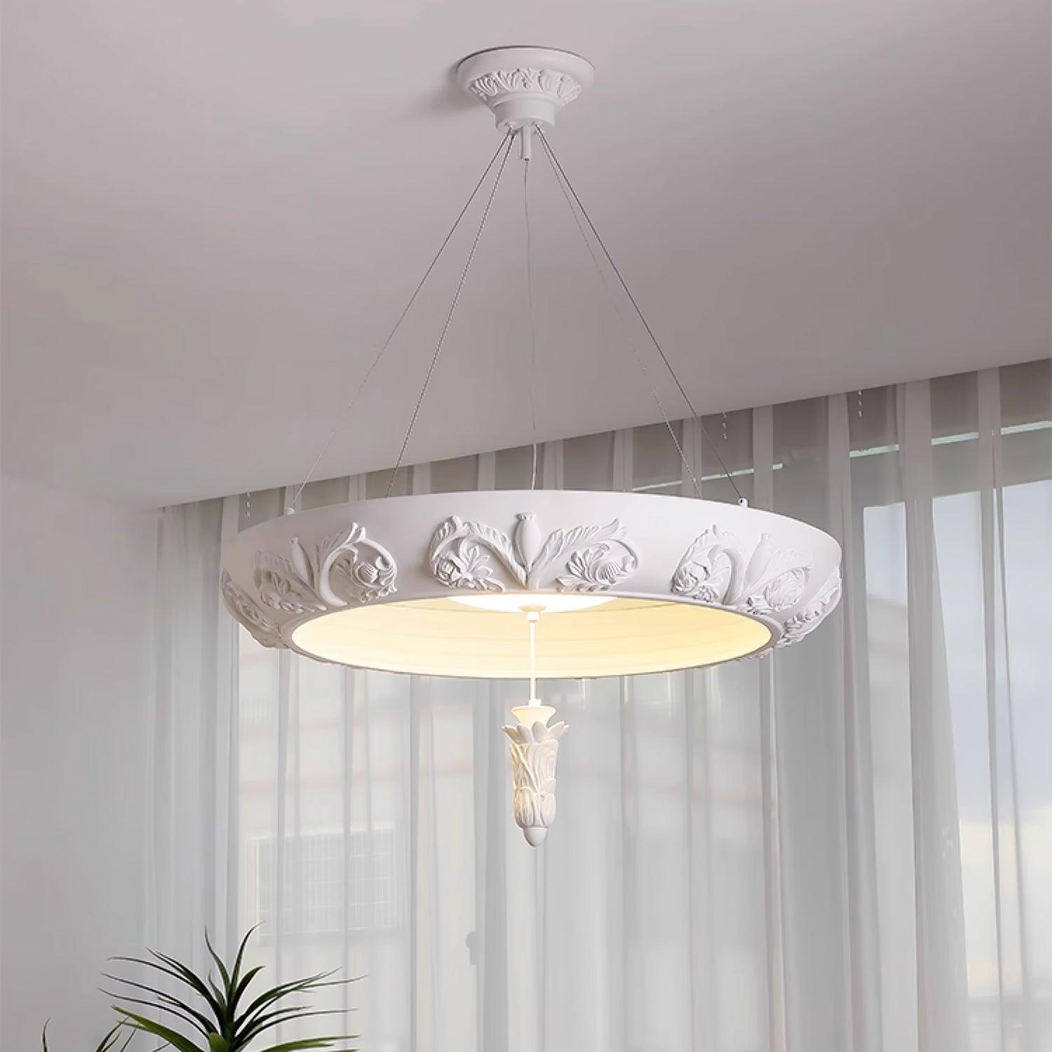 Rococo Plaster Pendant Chandelier-Neutral Decor