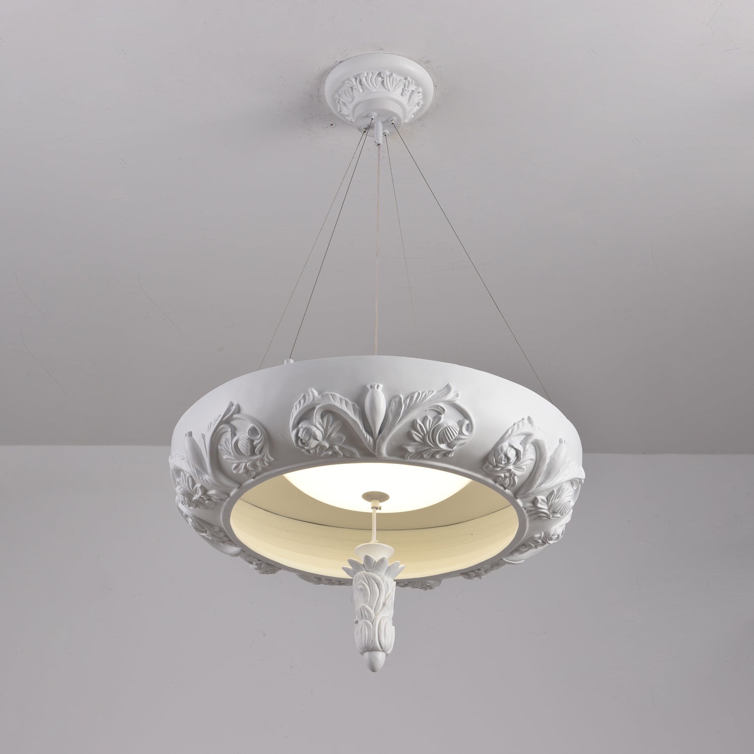 Rococo Plaster Pendant Chandelier-Neutral Decor
