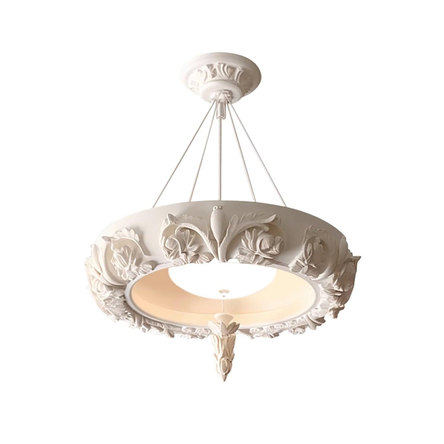 Rococo Plaster Pendant Chandelier-Neutral Decor