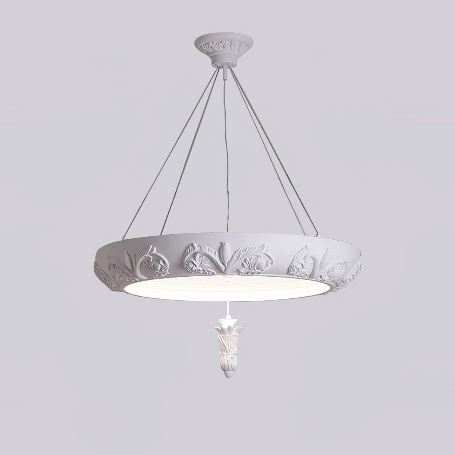 Rococo Plaster Pendant Chandelier-Neutral Decor