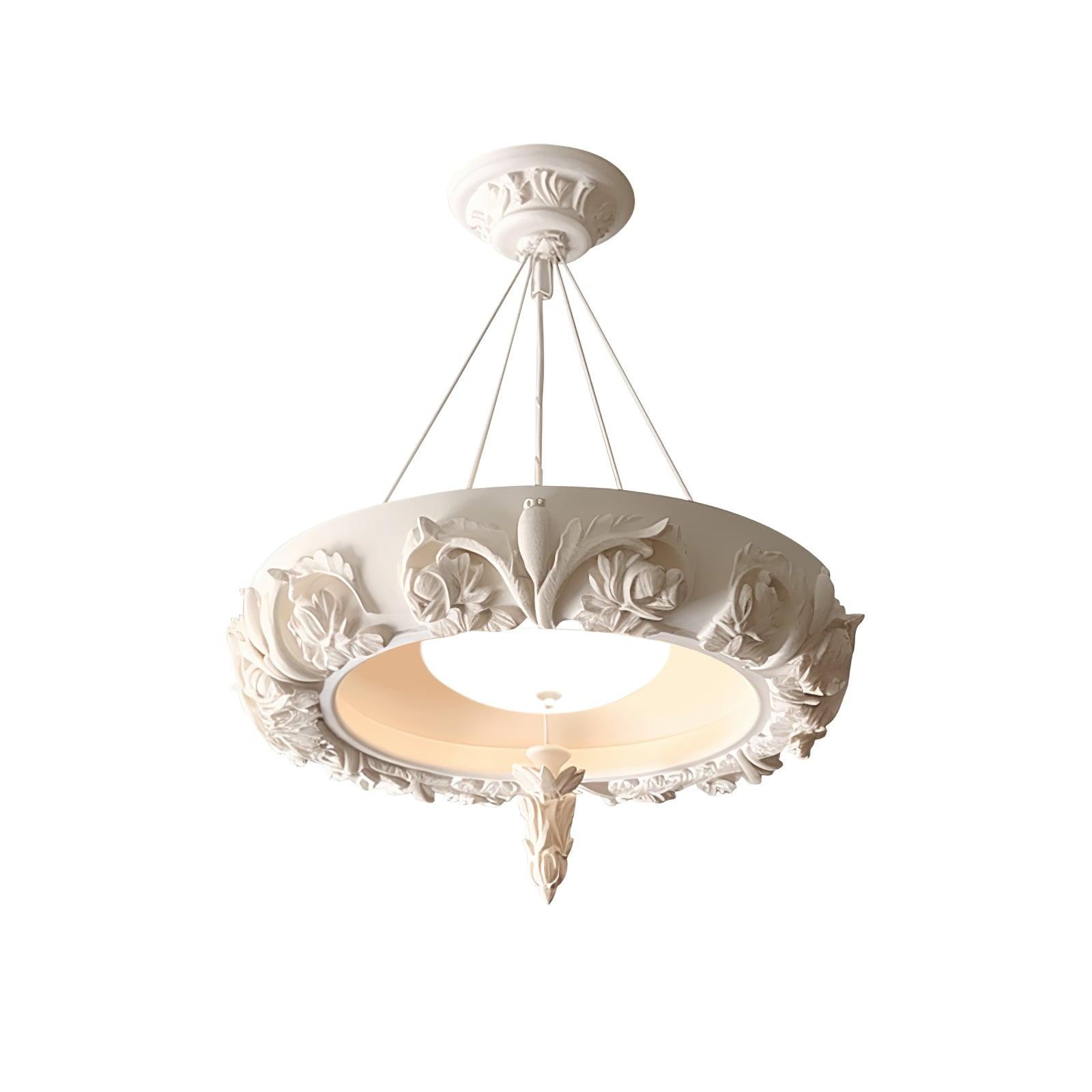 Rococo Plaster Pendant Chandelier-Neutral Decor
