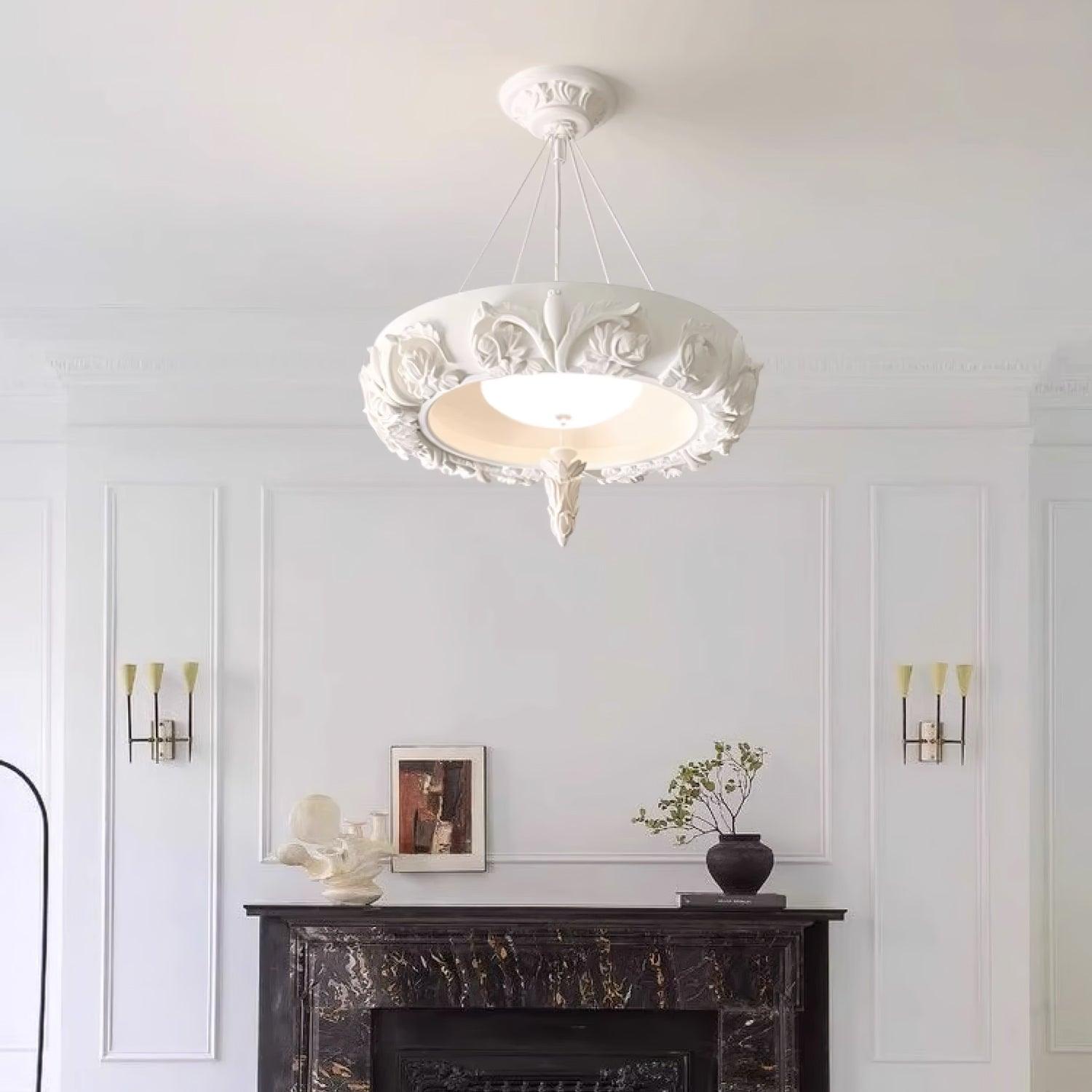 Rococo Plaster Pendant Chandelier-Neutral Decor