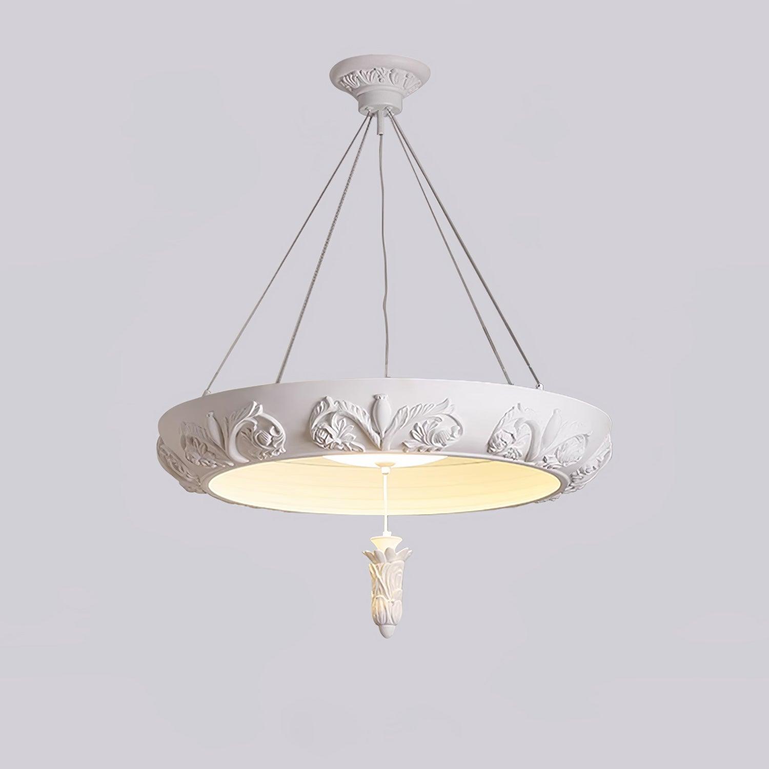 Rococo Plaster Pendant Chandelier-Neutral Decor