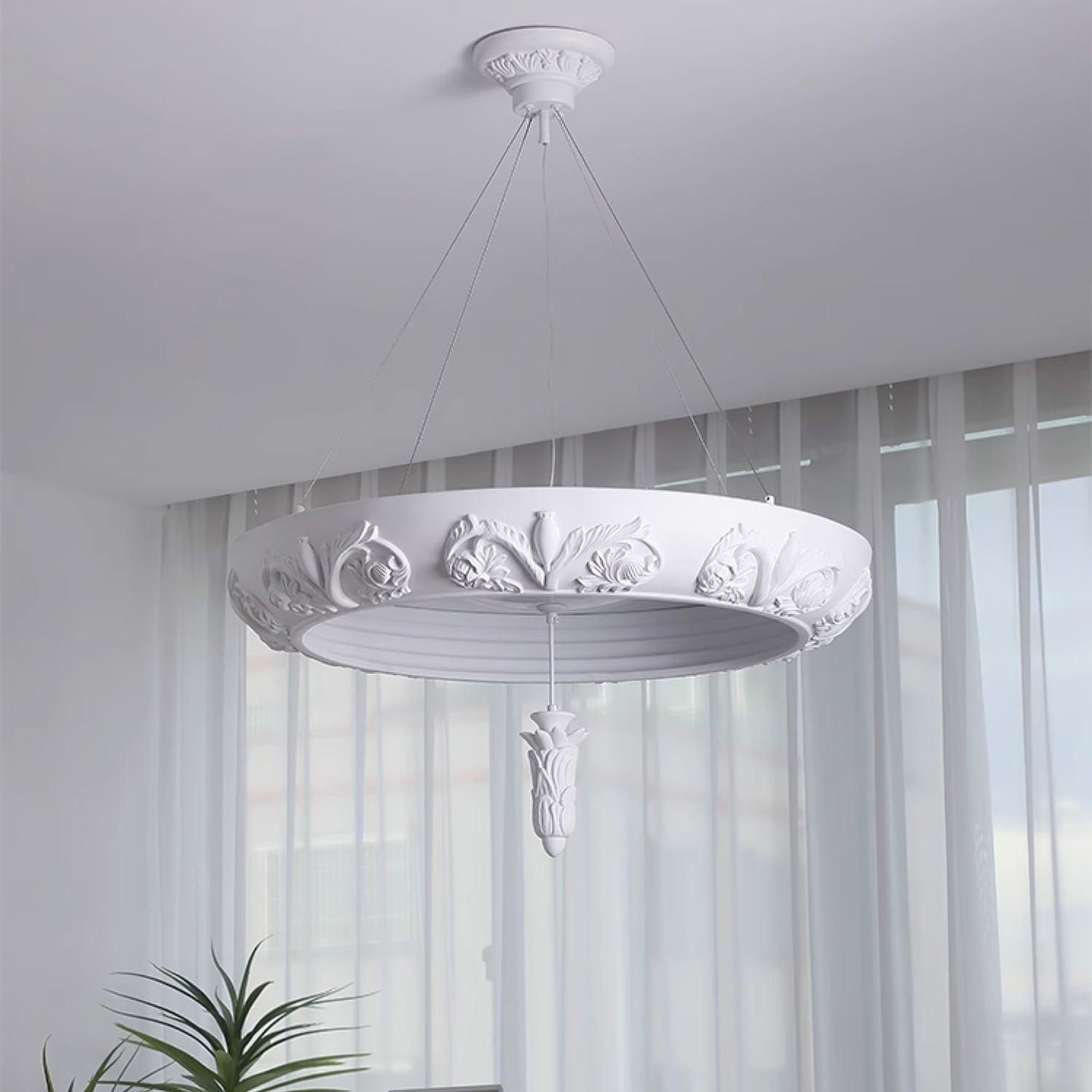 Rococo Plaster Pendant Chandelier-Neutral Decor