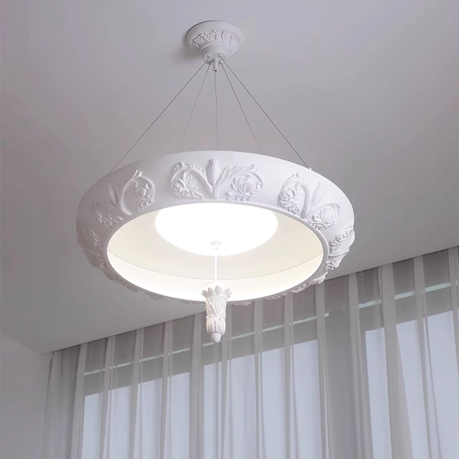 Rococo Plaster Pendant Chandelier-Neutral Decor